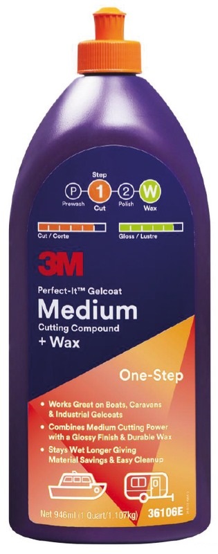 3M Perfect-It Gelcoat Medium Cutting Compound + Wax, 946 ml