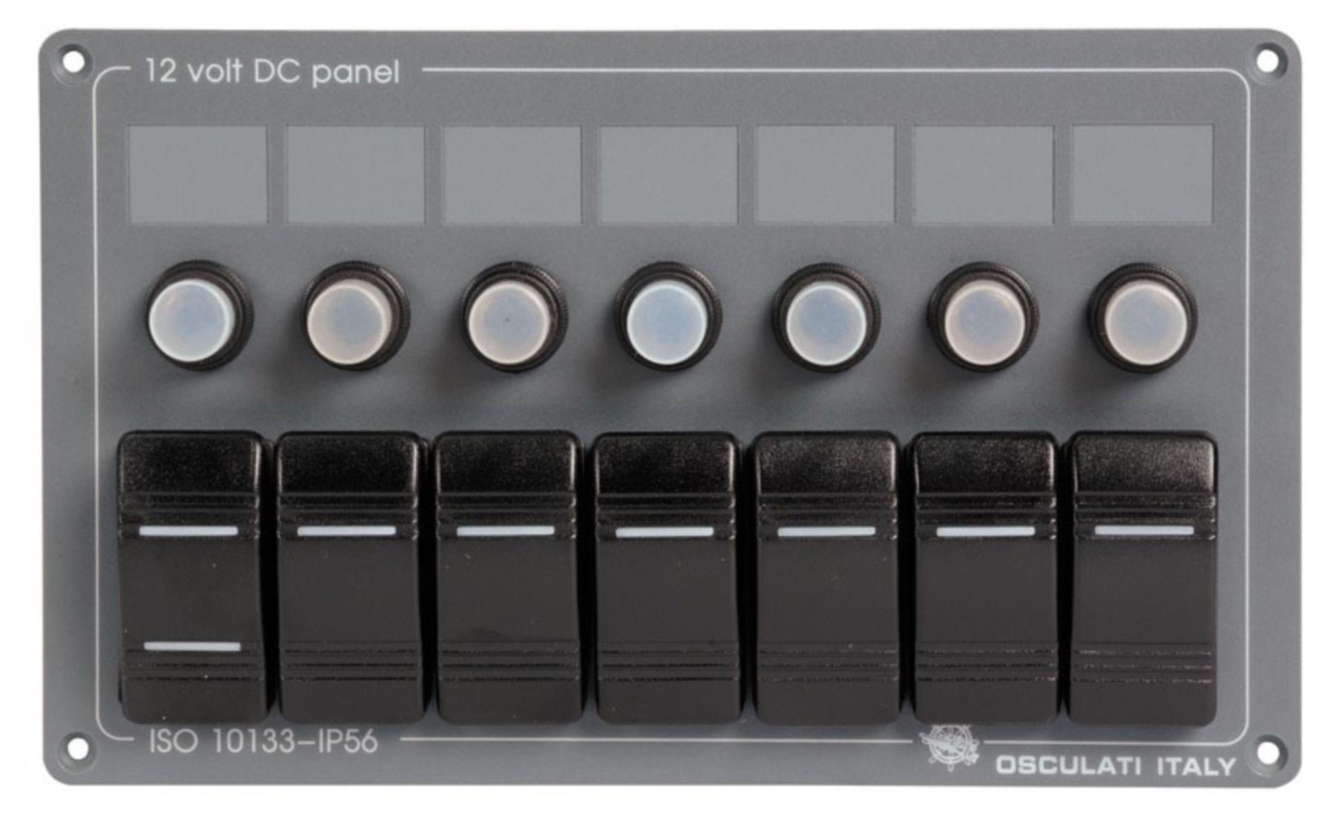 Osculati Schalttafel Alu 7 Schalter, 207 x 124 mm Horizontal