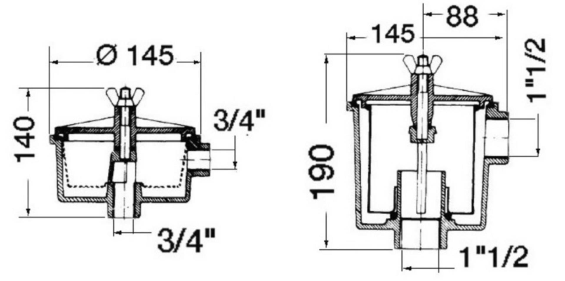Osculati Kühlwasserfilter, 300 l/min, Anschluss 1 1/2" 