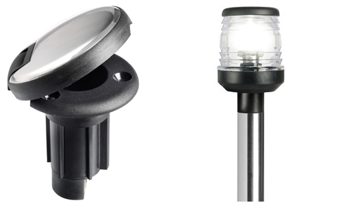 Osculati Lampenmast Edelstahl 100 cm (Einbau), schwarz Rundumlicht LED