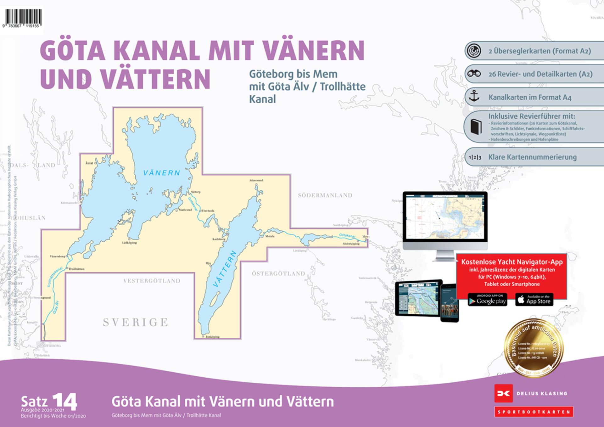 Delius Klasing Sportbootkarten, Satz 14, Götakanal