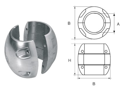 Allpa Wellenanode, Aluminium 40mm Ø