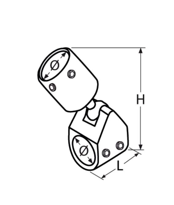 Marinetech Bimini Gelenk Relingsmontage für 22 mmØ, Länge 97 mm