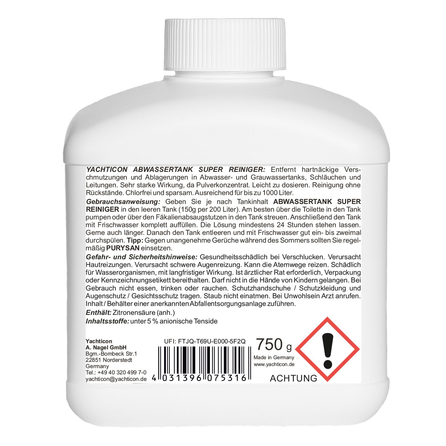 Yachticon Abwassertank Superreiniger, 750 gr