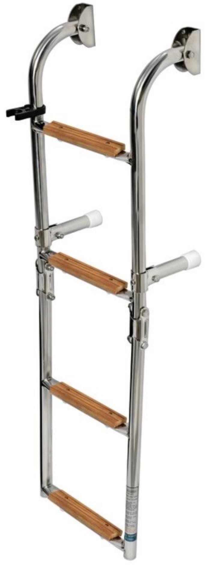 Osculati Badeleiter mit Teakstufen 4 Stufen, Länge 850 mm