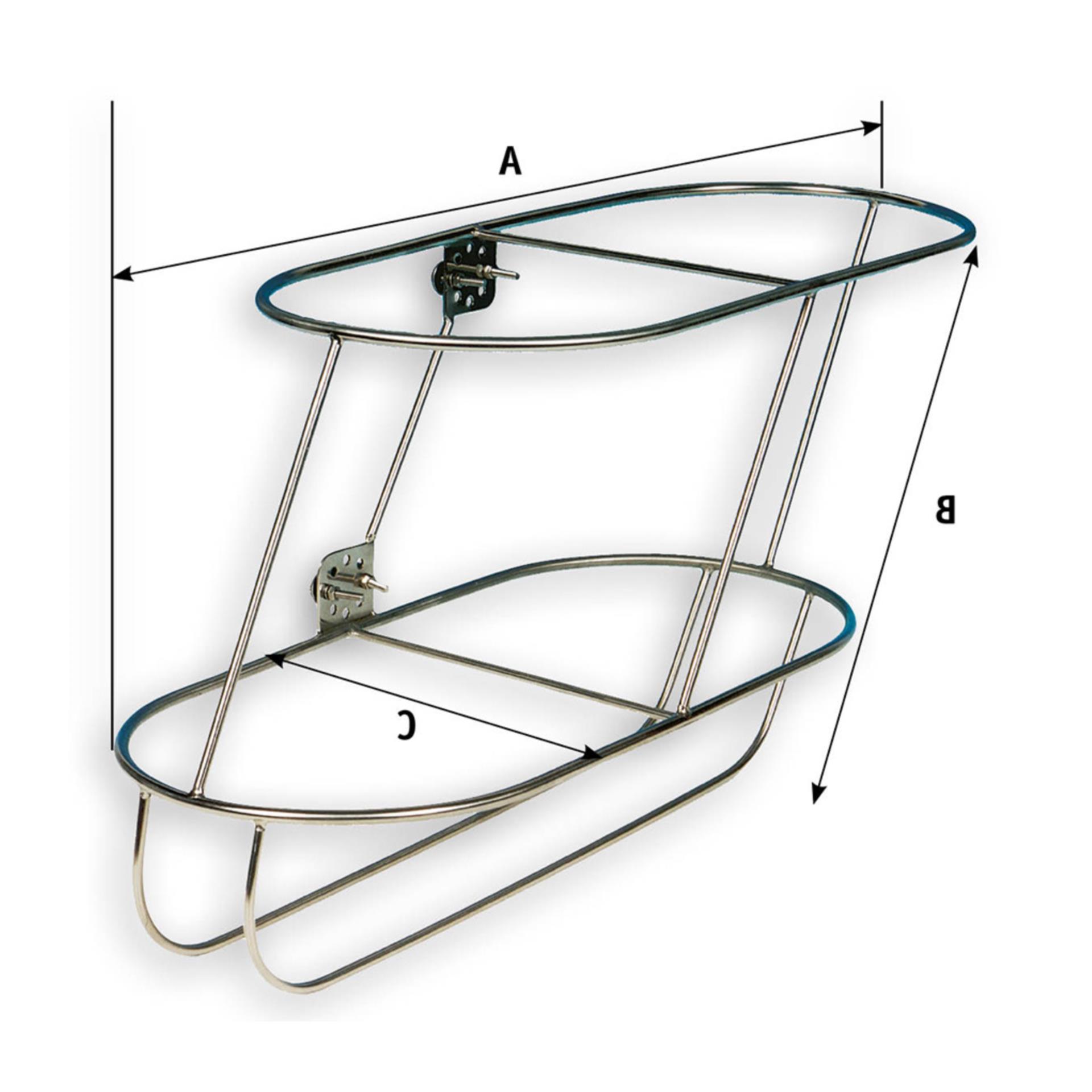 Marinetech Fenderkorb 2-fach, schräg rechts 970 x 480 mm für 325 mmØ Fender