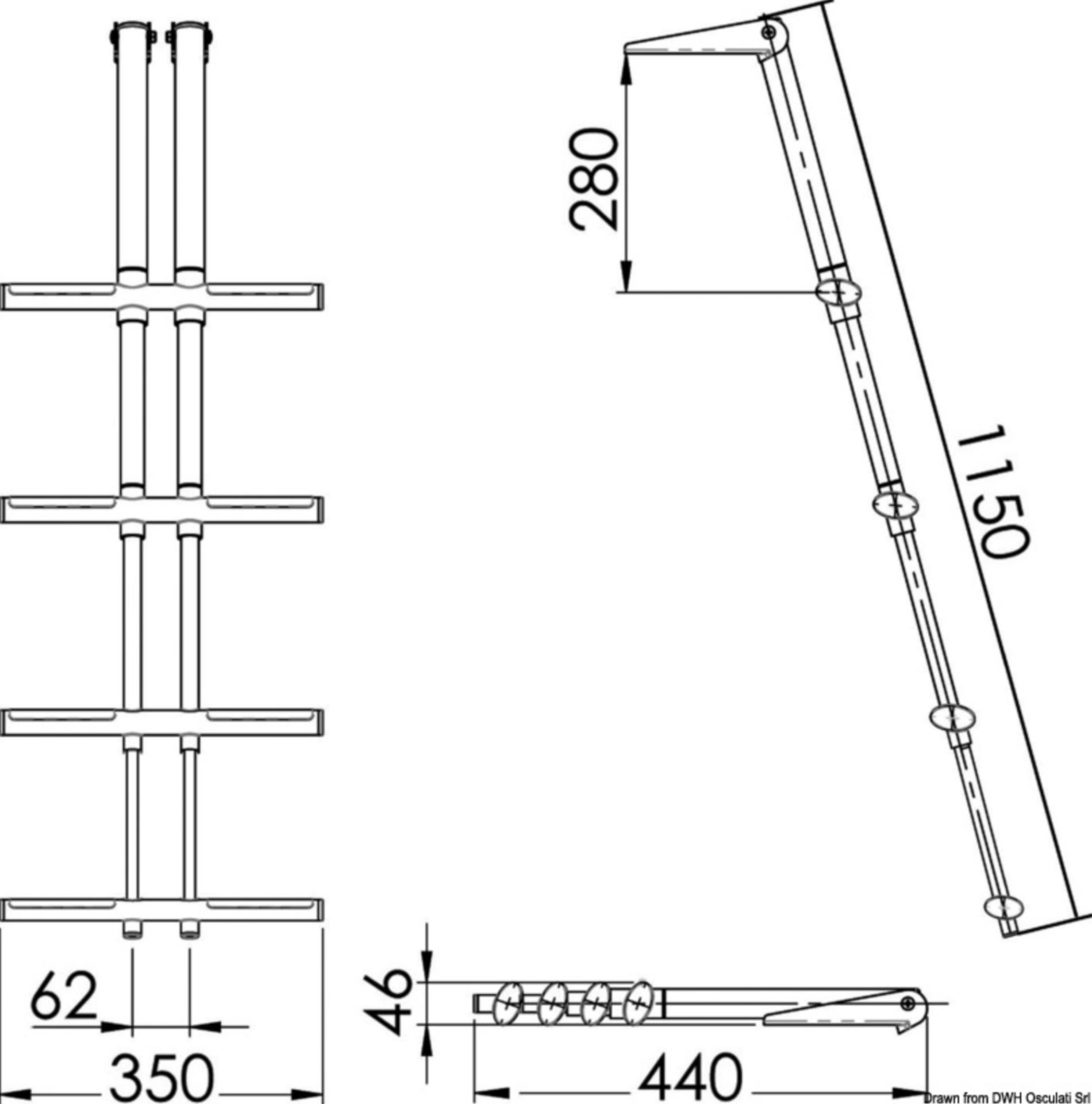 Osculati Badeleiter Diver 4-Stufen, L.440 / 1150 mm, B.440 mm Osculati Badeleiter Diver 4-Stufen, L.440 / 1150 mm, B.440 mm