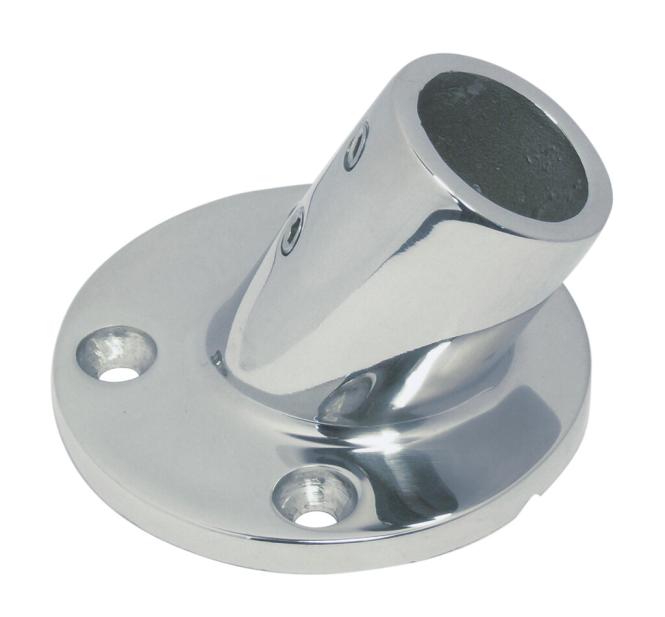 Osculati Edelstahl Relingsbasis 60° runde Grundplatte, Rohr 22 mmØ
