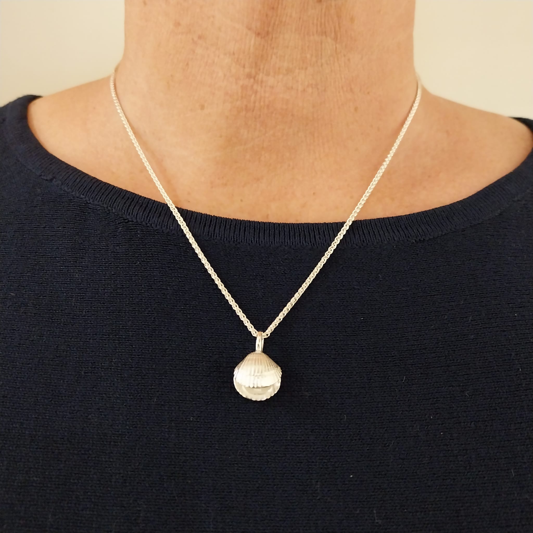 WattenLiebe Herzmuschel Kettenanhänger 925/-silber (Größe 19 mm) Geweicht 2,2 g