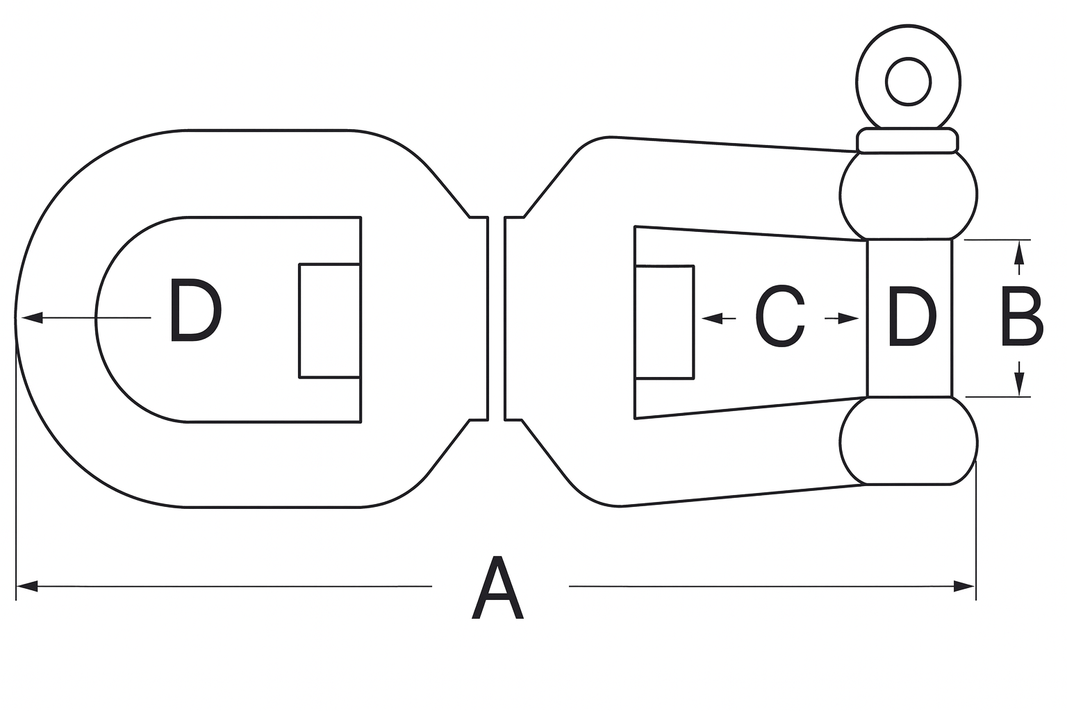 Osculati Ankerwirbel Edelstahl Auge / Gabel 10 mmØ, 118 mm