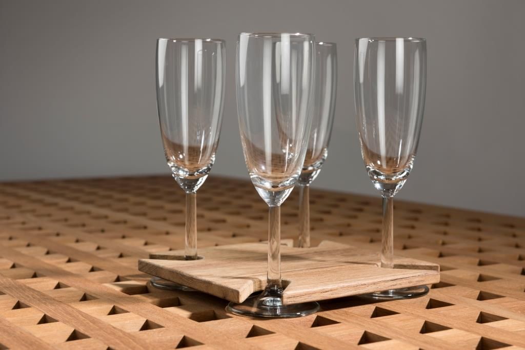 ARC Marine Teak Weinglashalter Tischhalterung