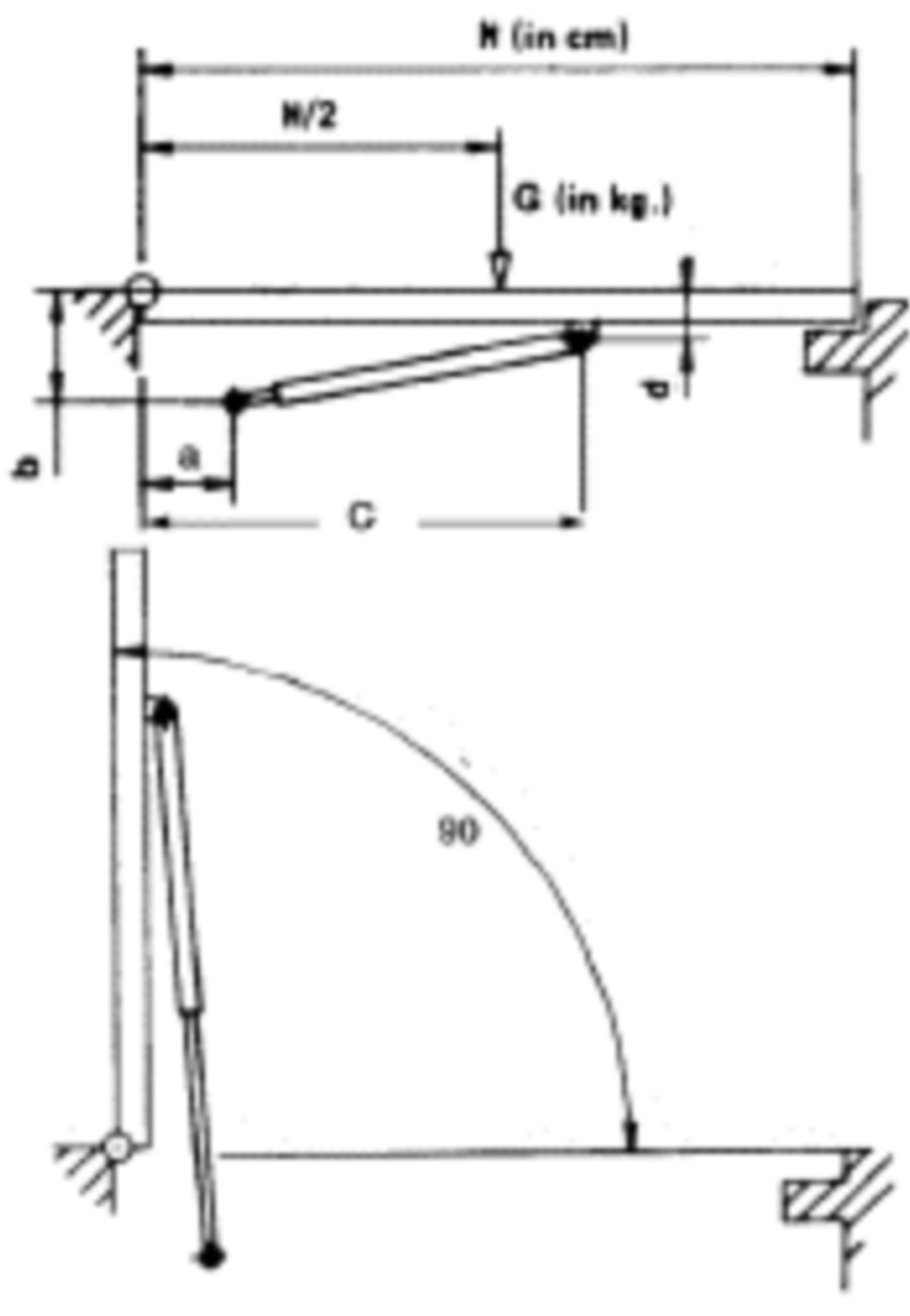 Osculati Gasdruckfeder Typ 0, 200 N / 355 mm, Hub 130 N / 18 kg