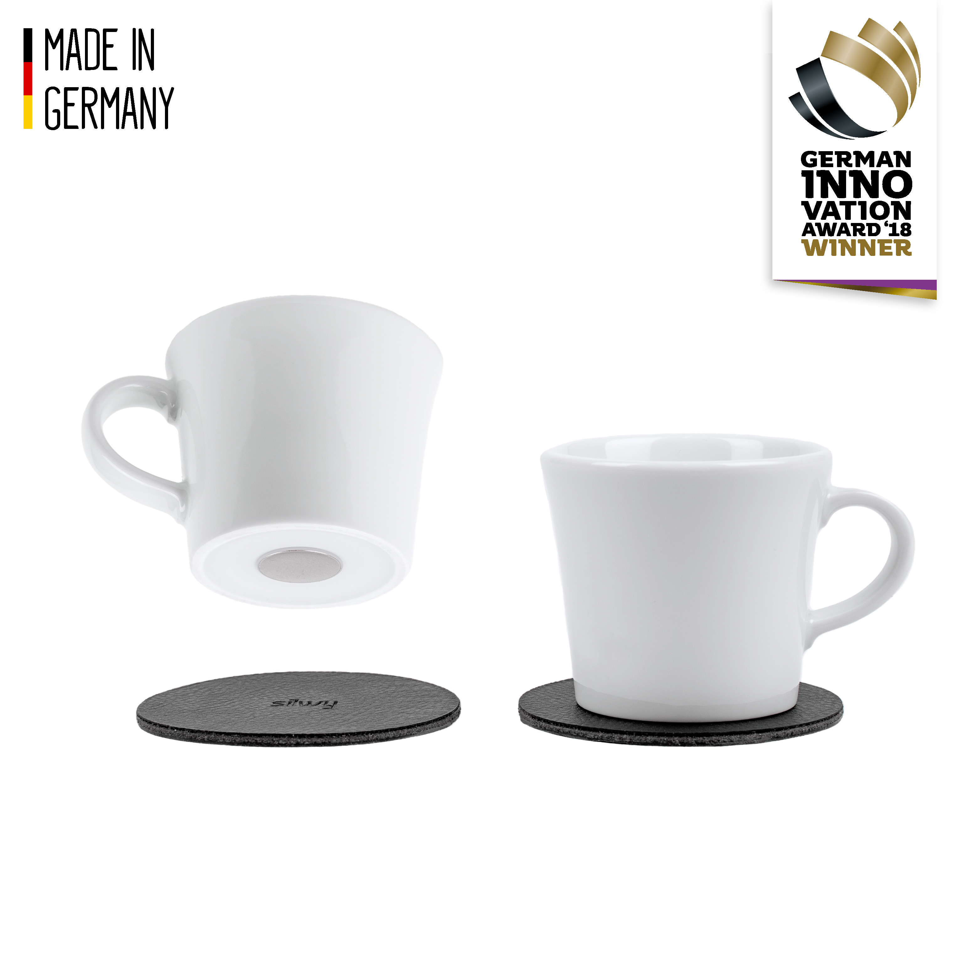 Silwy Porzellan-Magnet-Set 2 Espresso Tassen mit Gel Pad