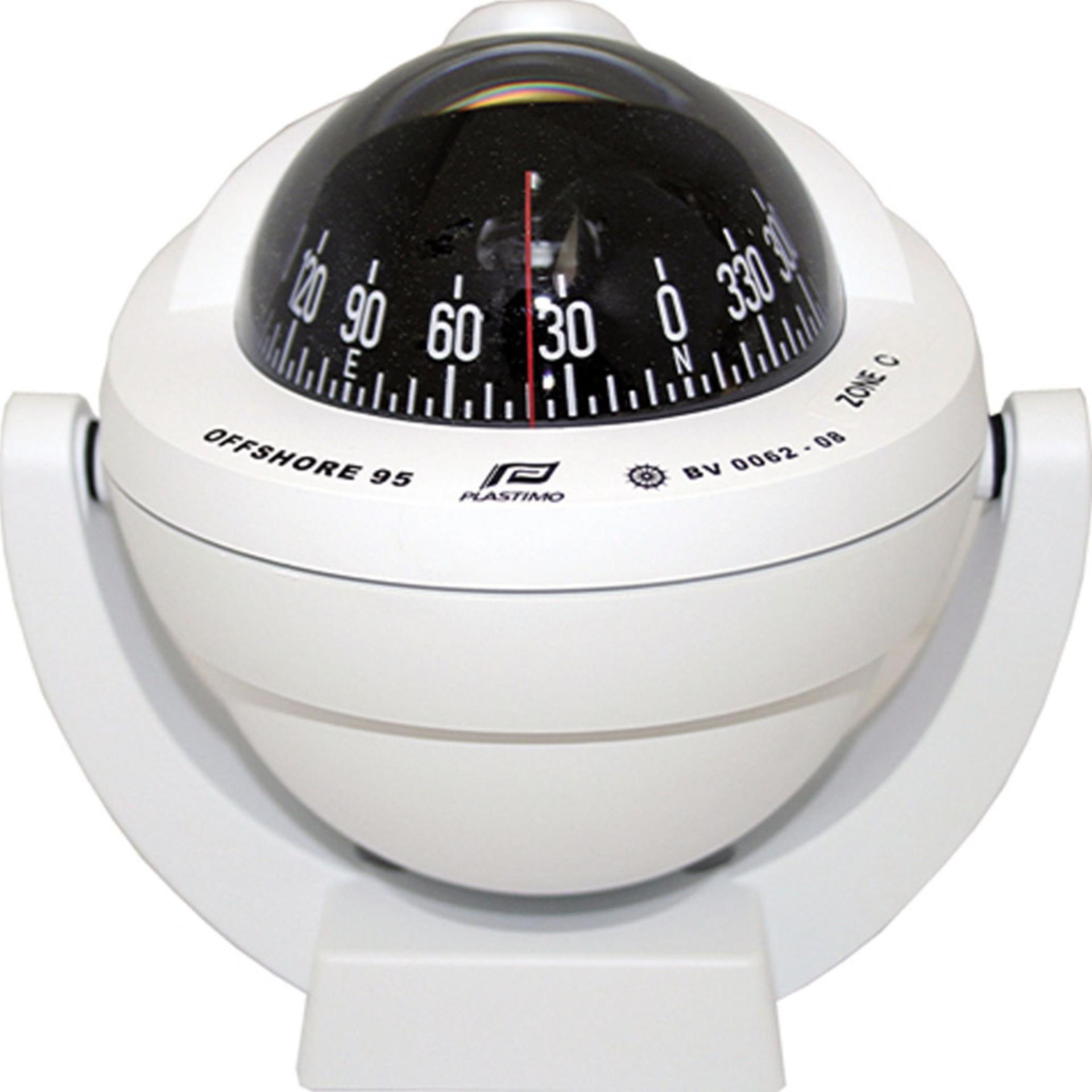 Plastimo Offshore 95, weiß, schwarz konische Rose, mit Haltebügel