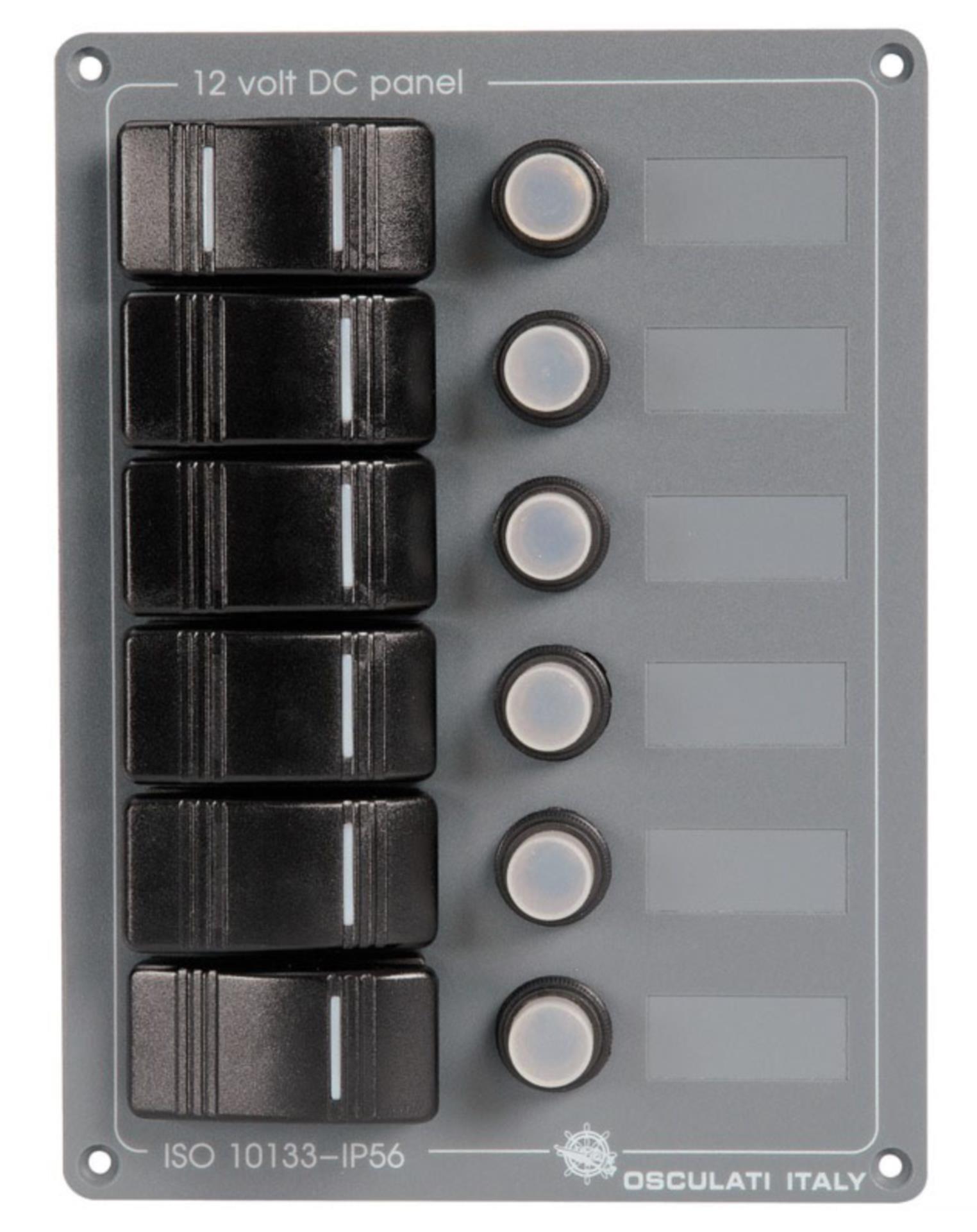 Schalttafel Alu 6 Schalter, 171 x 135 mm Vertikal 