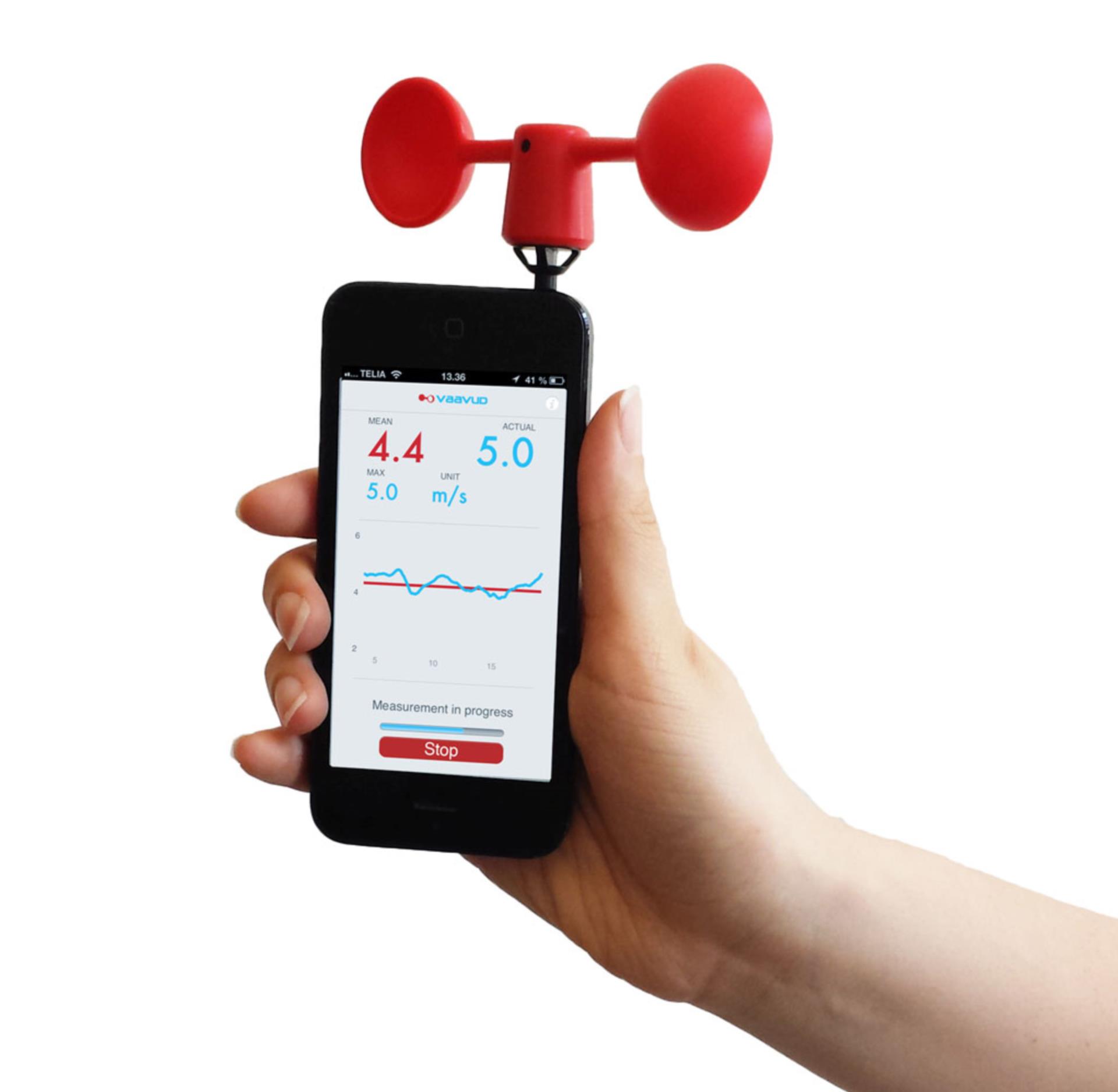 Windmesser für iPhone Vaavud Sleipnir Aufsteckwindmesser rot für Smartphone 