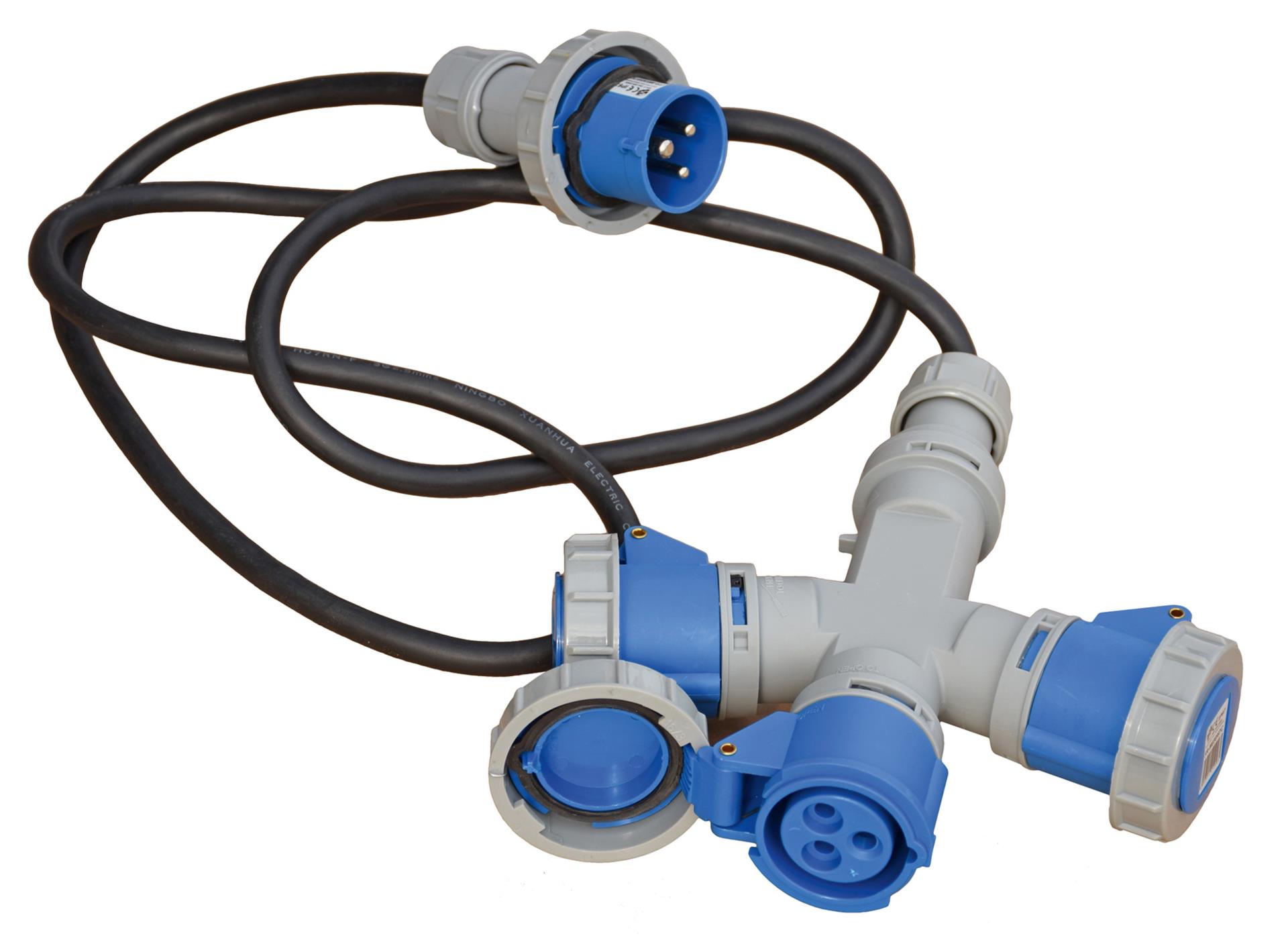 CEE 3er Verteilerweiche mit Kabel