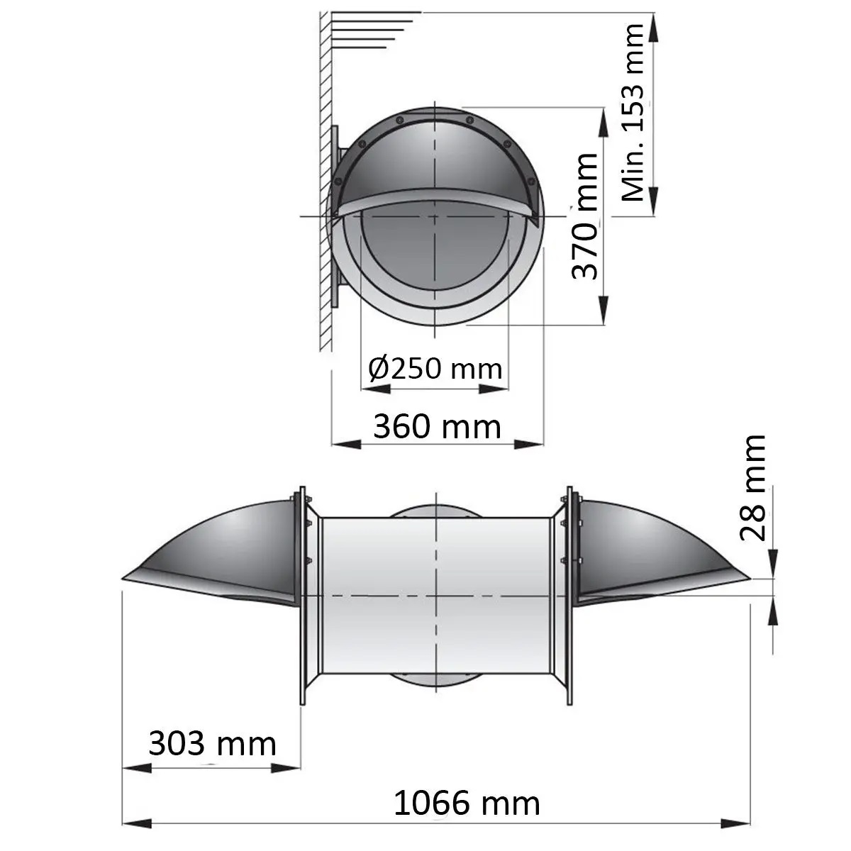 Vetus Erweiterungssatz für Heckschraube, 250 mmØ