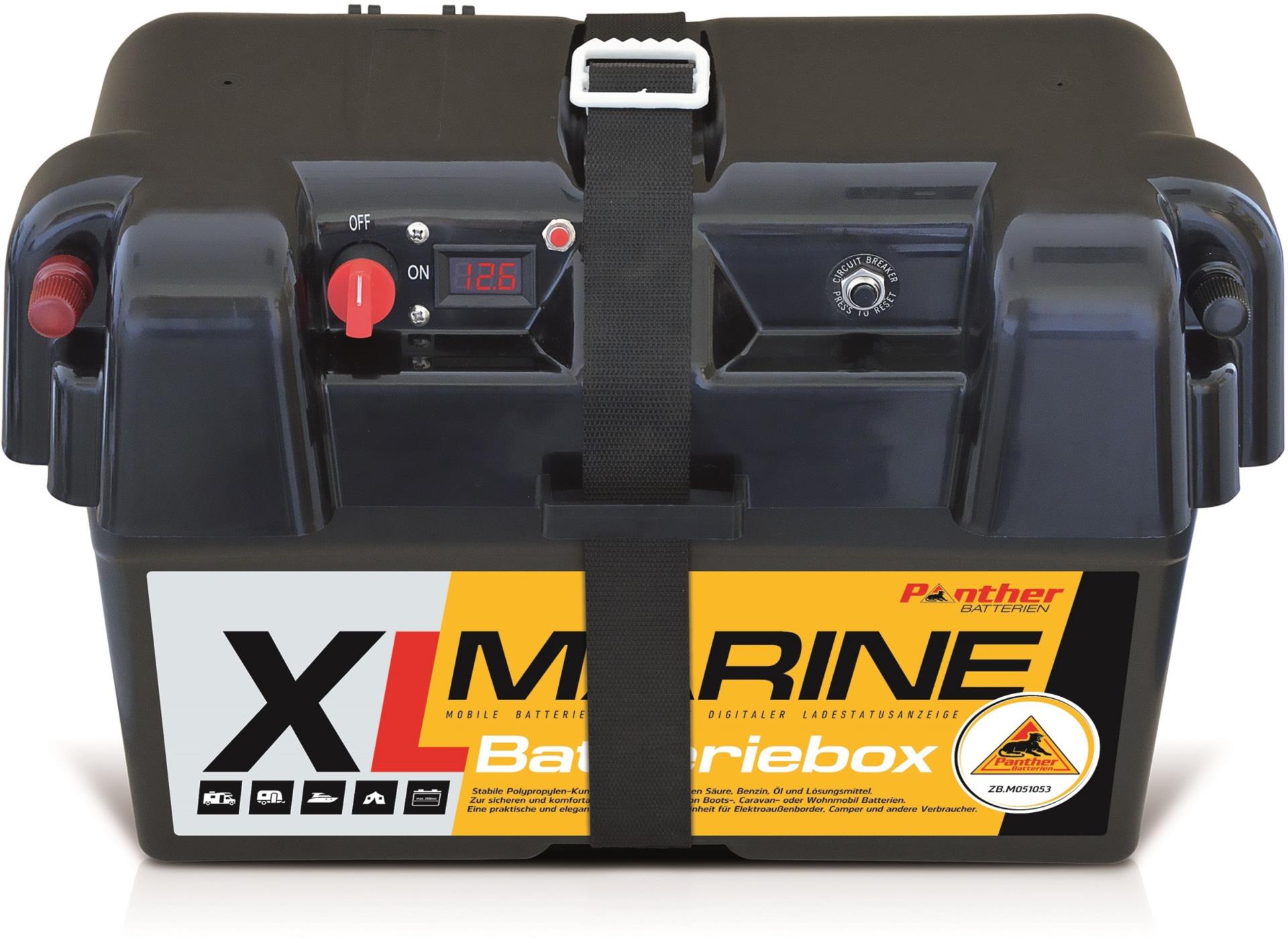 Panther Batterien Panther Marine Box XL mit LED Anzeige, USB & Hauptschalter