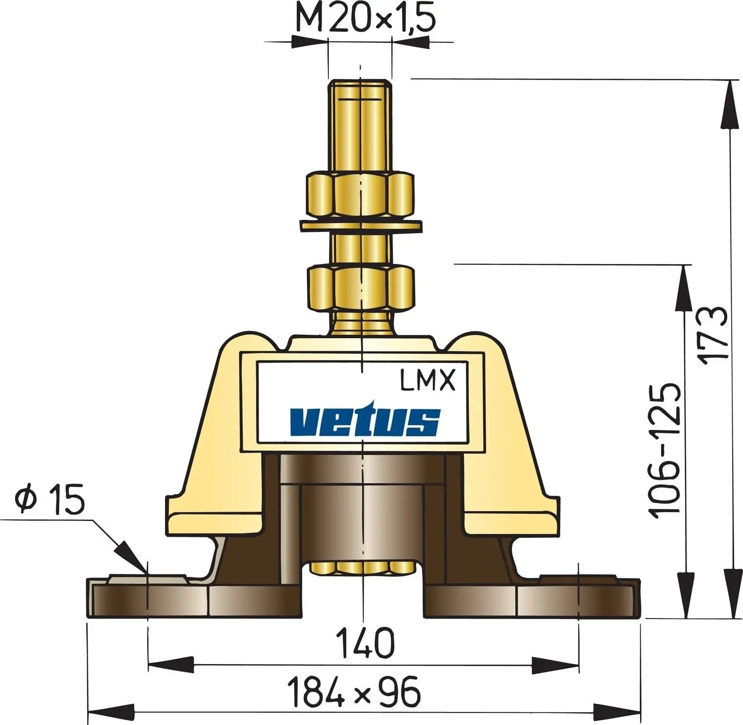 Vetus Motorlager LMX140
