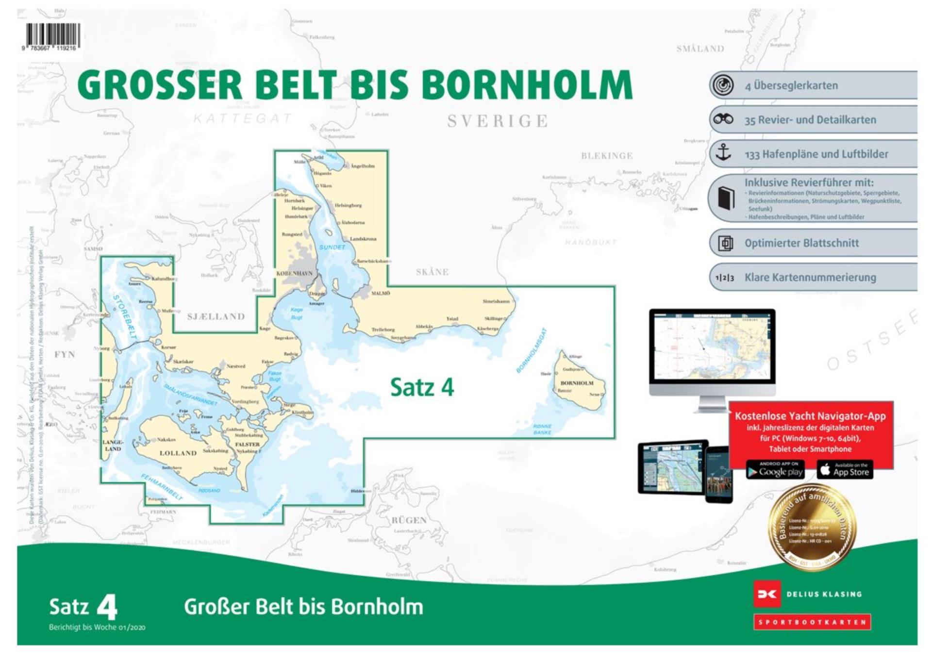 Delius Klasing Sportbootkarten, Satz 4, Großen Belt - Bornholm