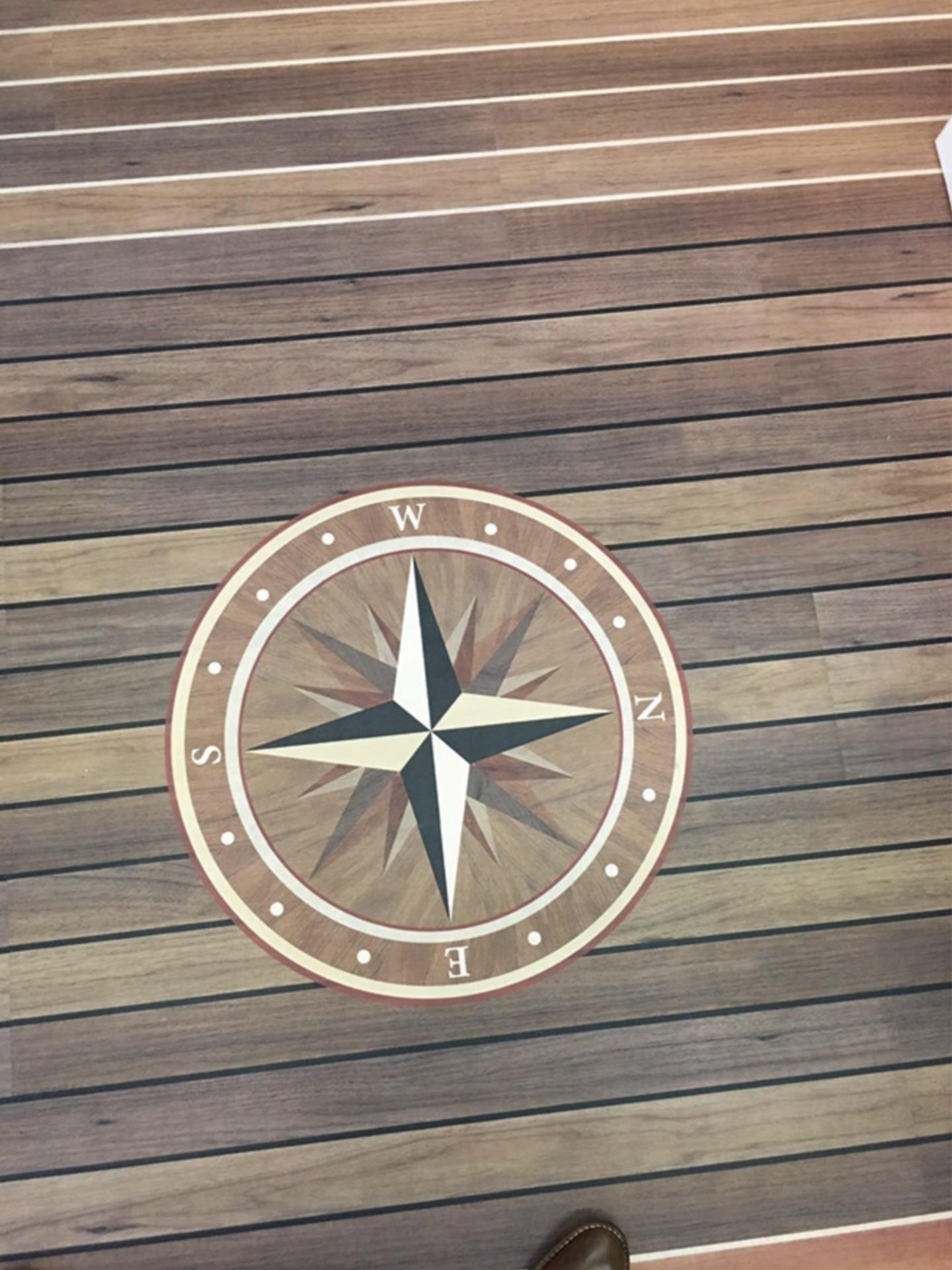 Yachticon Nautik Flör Teak, Fuge schwarz (Kompassrose)