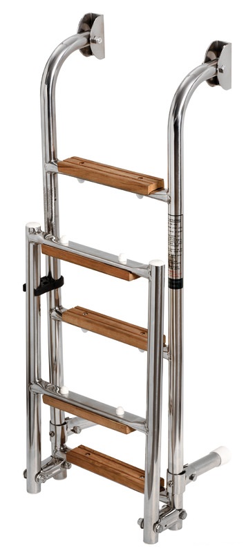 Osculati Badeleiter mit Teakstufen 5 Stufen, Länge 1100 mm