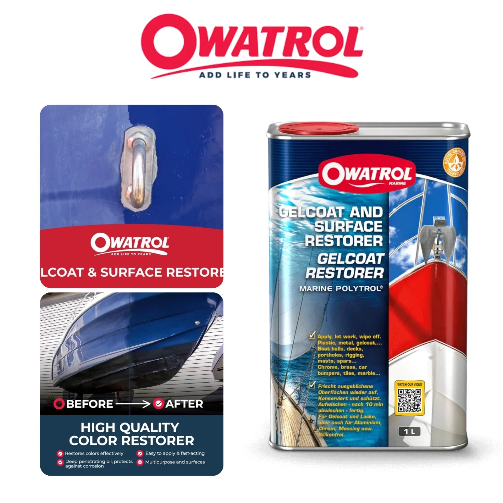Owatrol Marine Gelcoat Restorer / Marine Polytrol, 500 ml