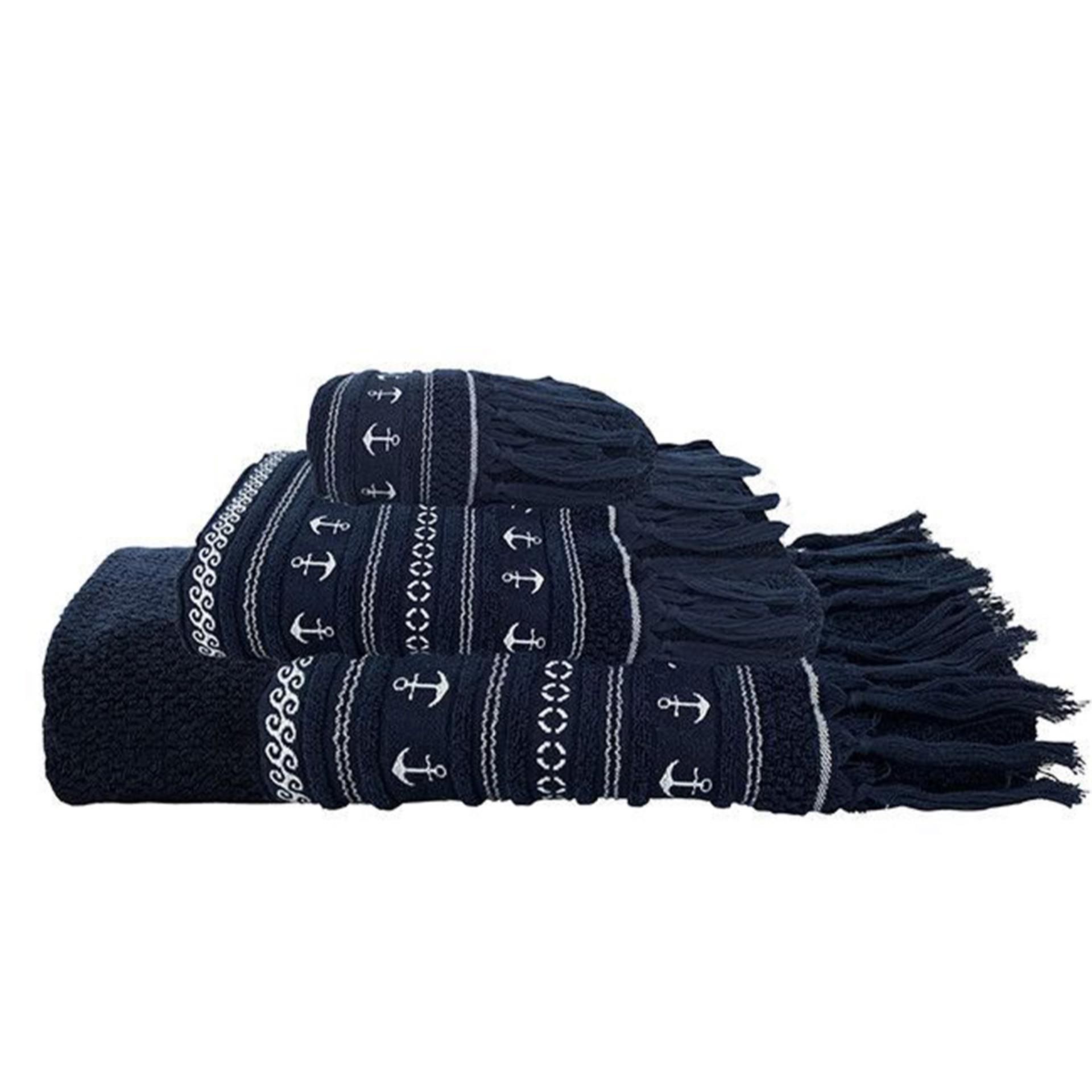 Marine Buisness Santorini Handtuch Set, Anchors Navy