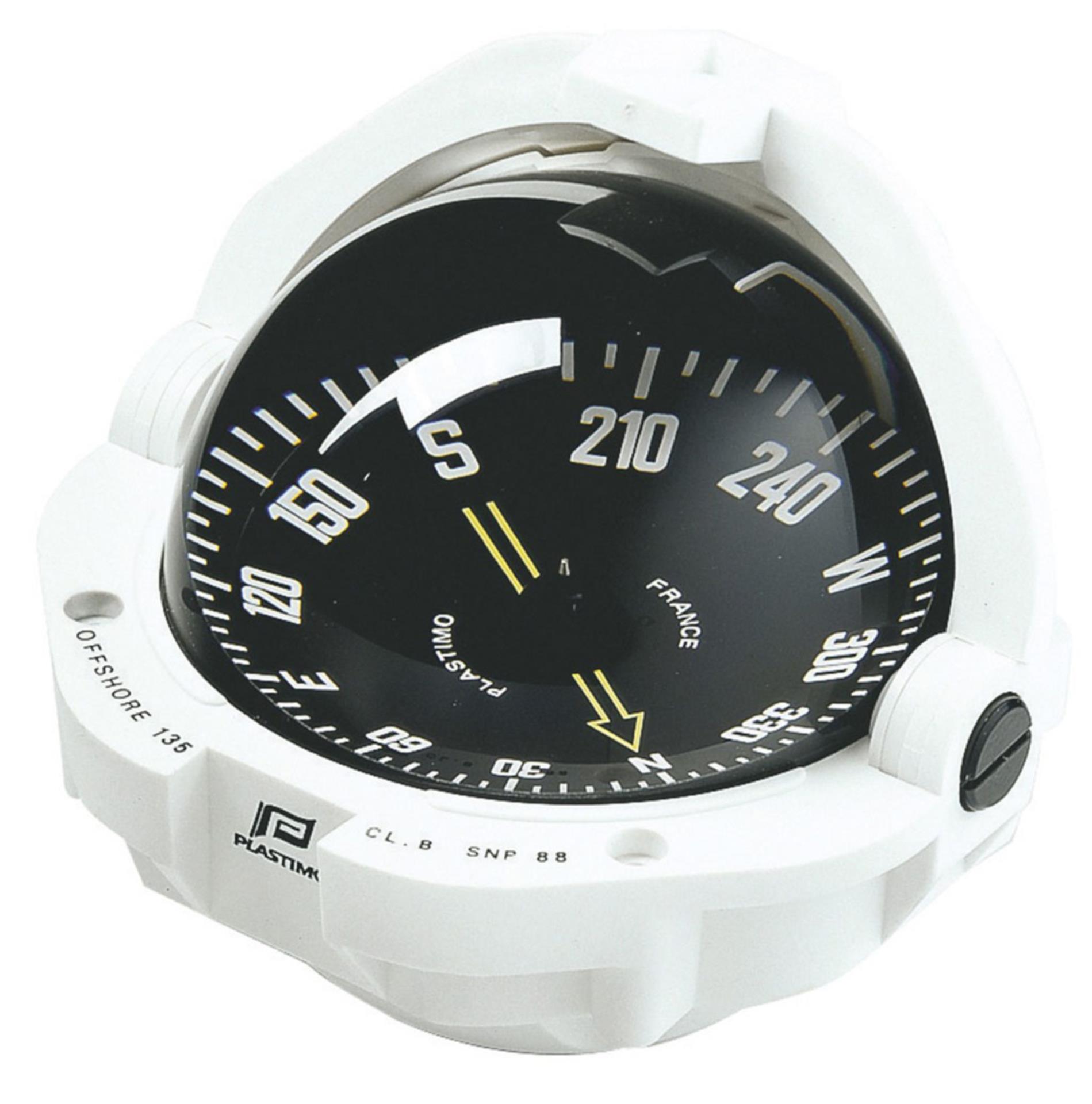 Plastimo Offshore 135 weißes Gehäuse, schwarze, flache Rose