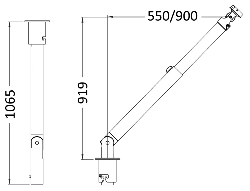 Osculati Davit Teleskop, Flushmount Osculati Davit Teleskop, Flushmount