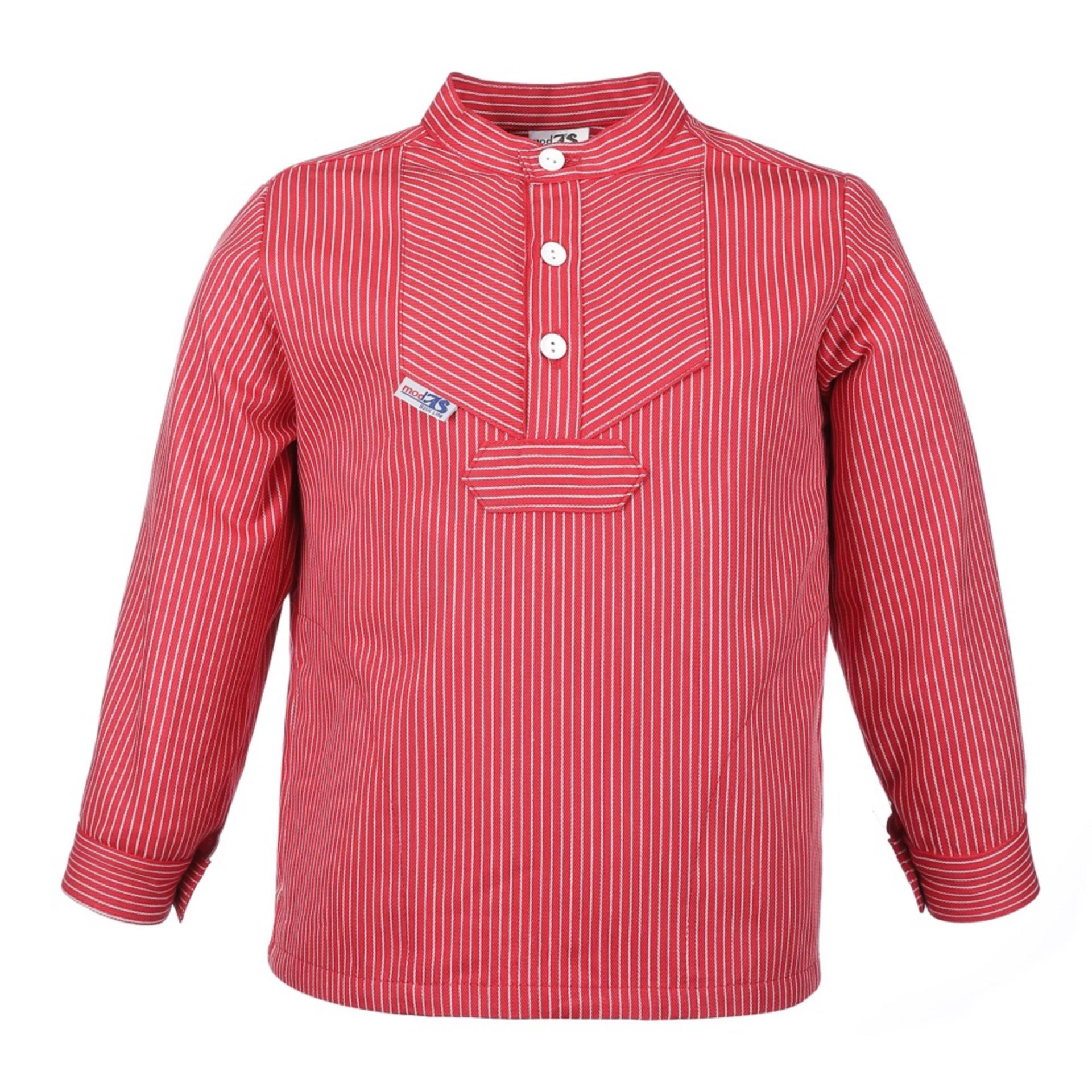 Modas Kinder-Fischerhemd BasicLine roter Streifen, 110/116