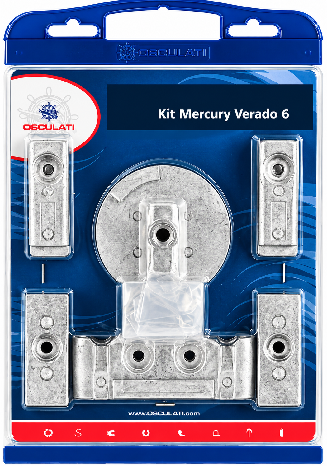 Osculati Anoden-Set für Mercury Zink für VERADO 6 (8 Anoden)