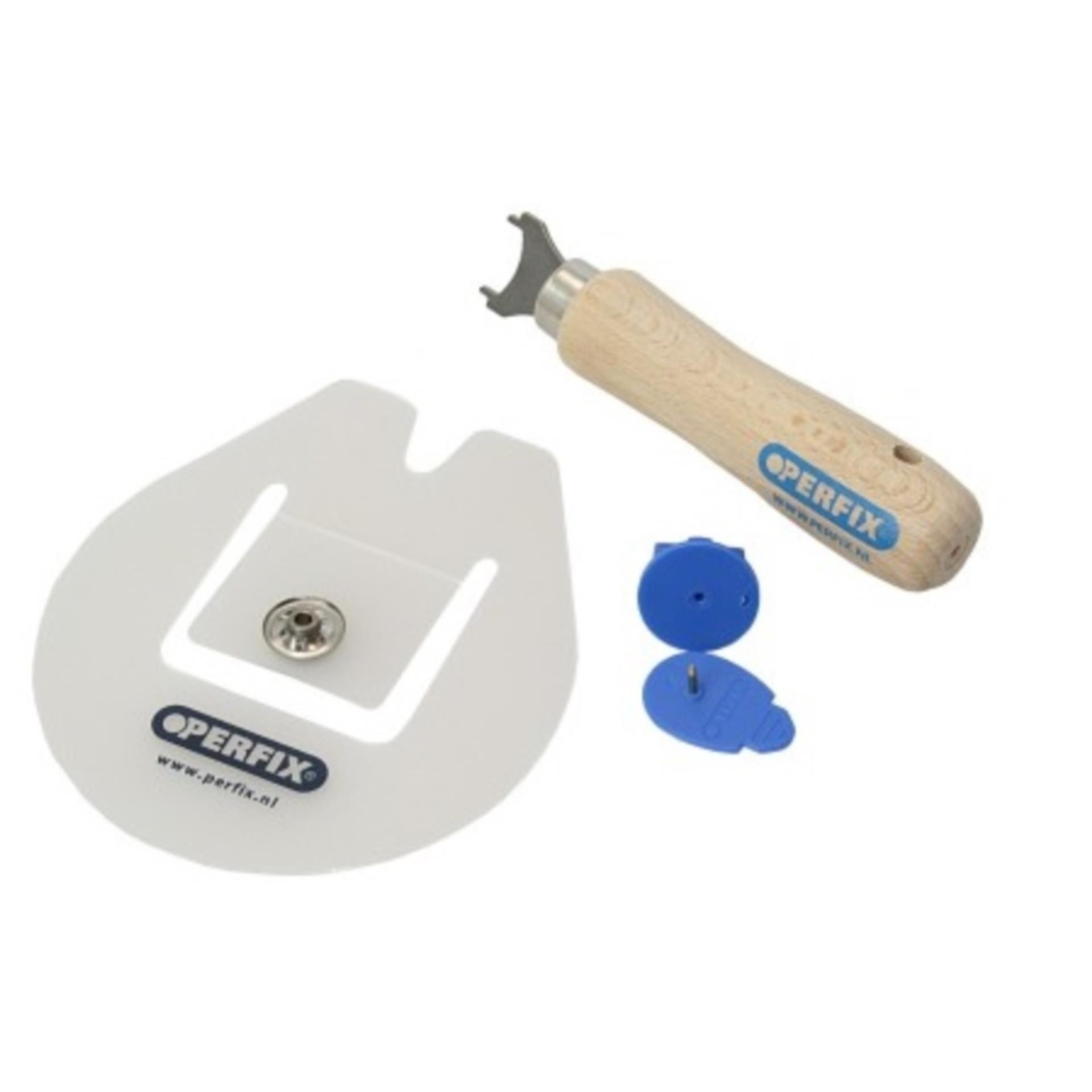 Perfix Werkzeugset (Werkzeug, Bohrschablone, 10 x Montagestift)
