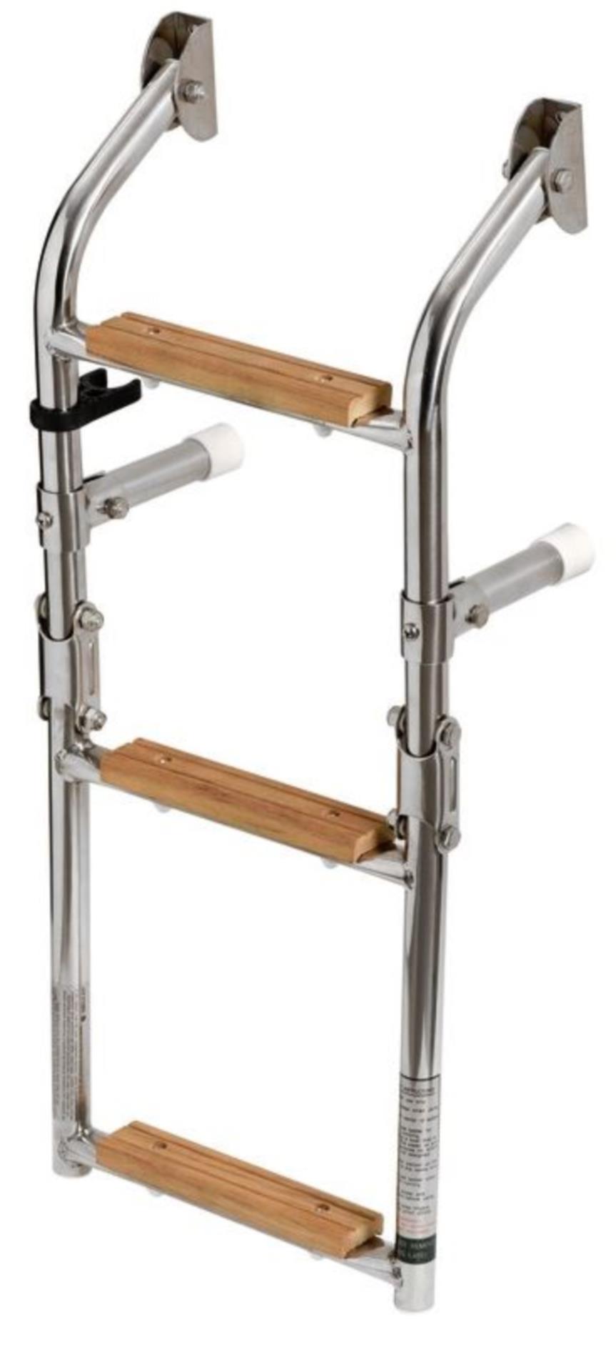 Osculati Badeleiter mit Teakstufen 3 Stufen, Länge 610 mm