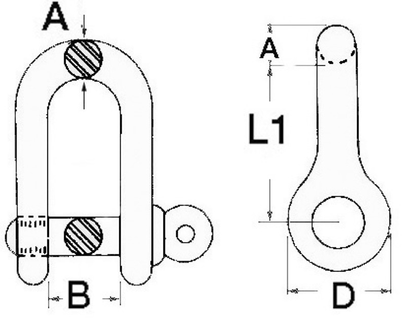 Osculati Rundschäkel Edelstahl mit unverlierbarem Bolzen 4 mmØ