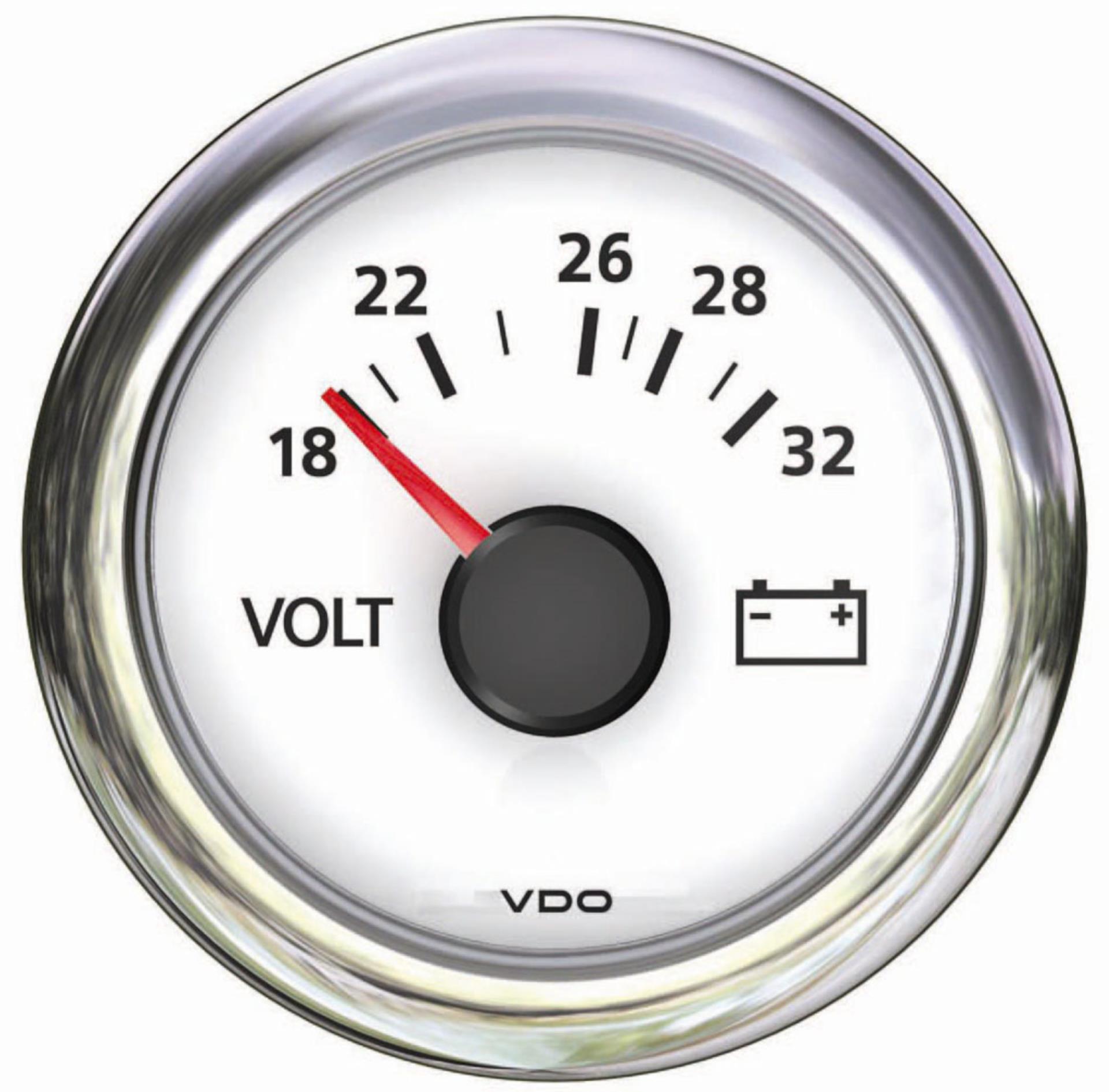VDO Voltmeter 52 mmØ, 8-16 V, weiß
