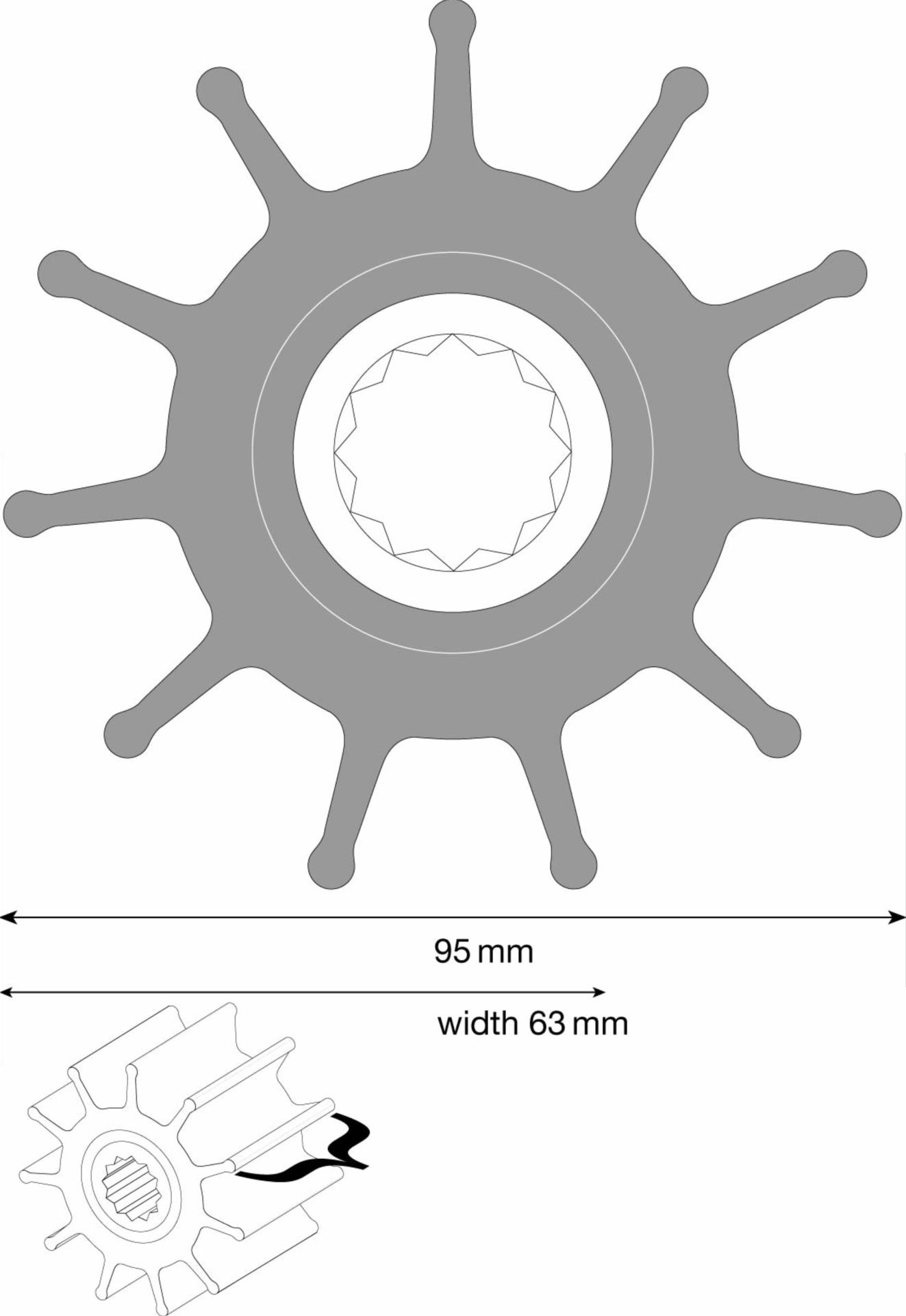 Johnson Impeller Nitril für Pumpe F8B-9/ Verzahnte Welle 09-819B-9