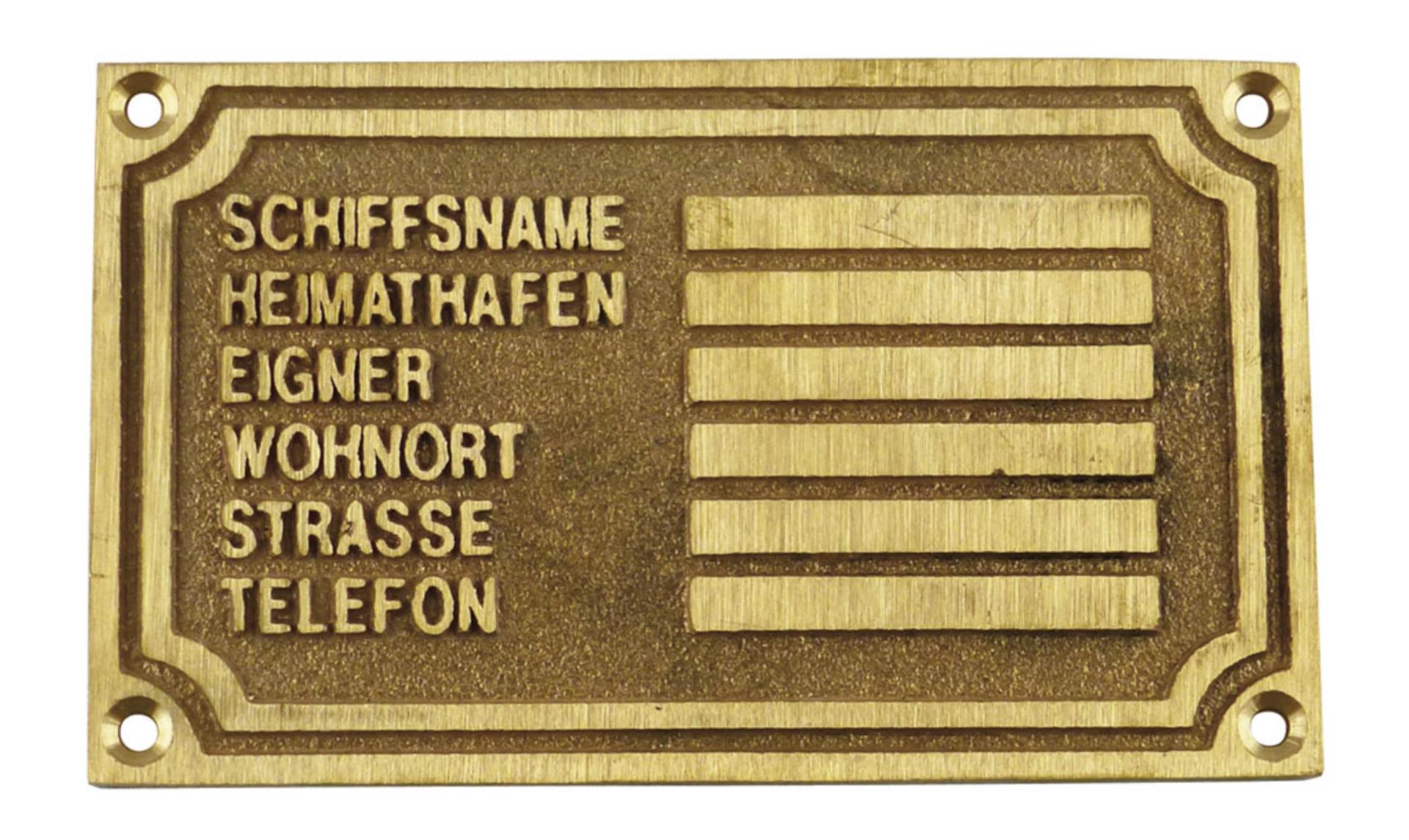Eignerschild, Messing, groß (13,7 x 8 cm)