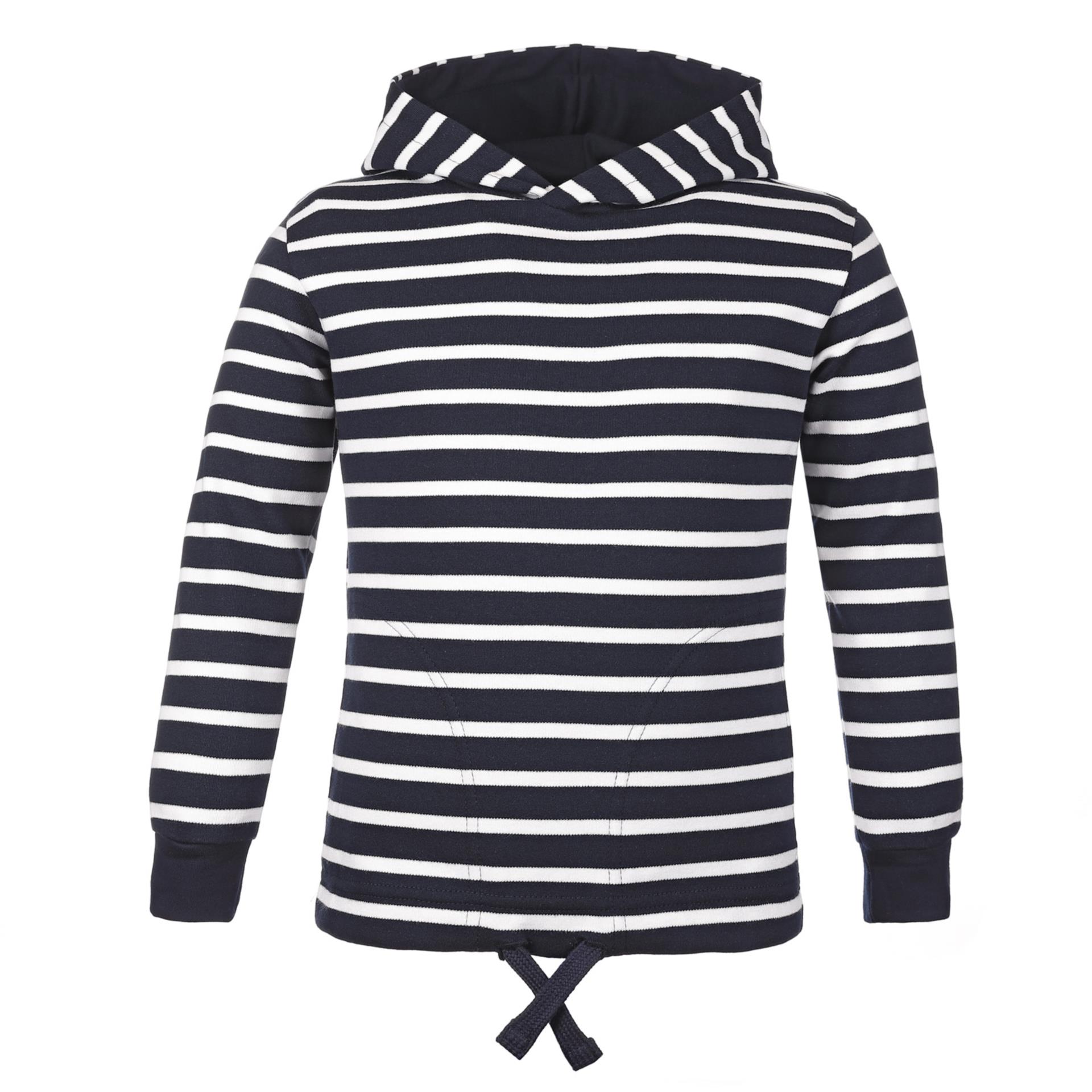 Modas Kinder-Kapuzenshirt mit blauen Streifen, 98/104
