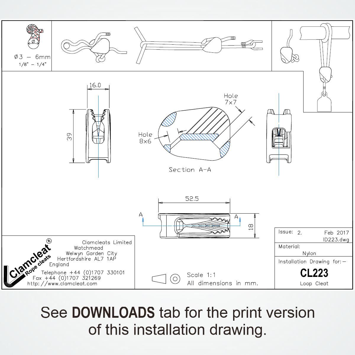 Clamcleat Fenderclip CL223 weiß für 3 - 6 mmØ Tau Clamcleat Fenderclip CL223 weiß für 3 - 6 mmØ Tau