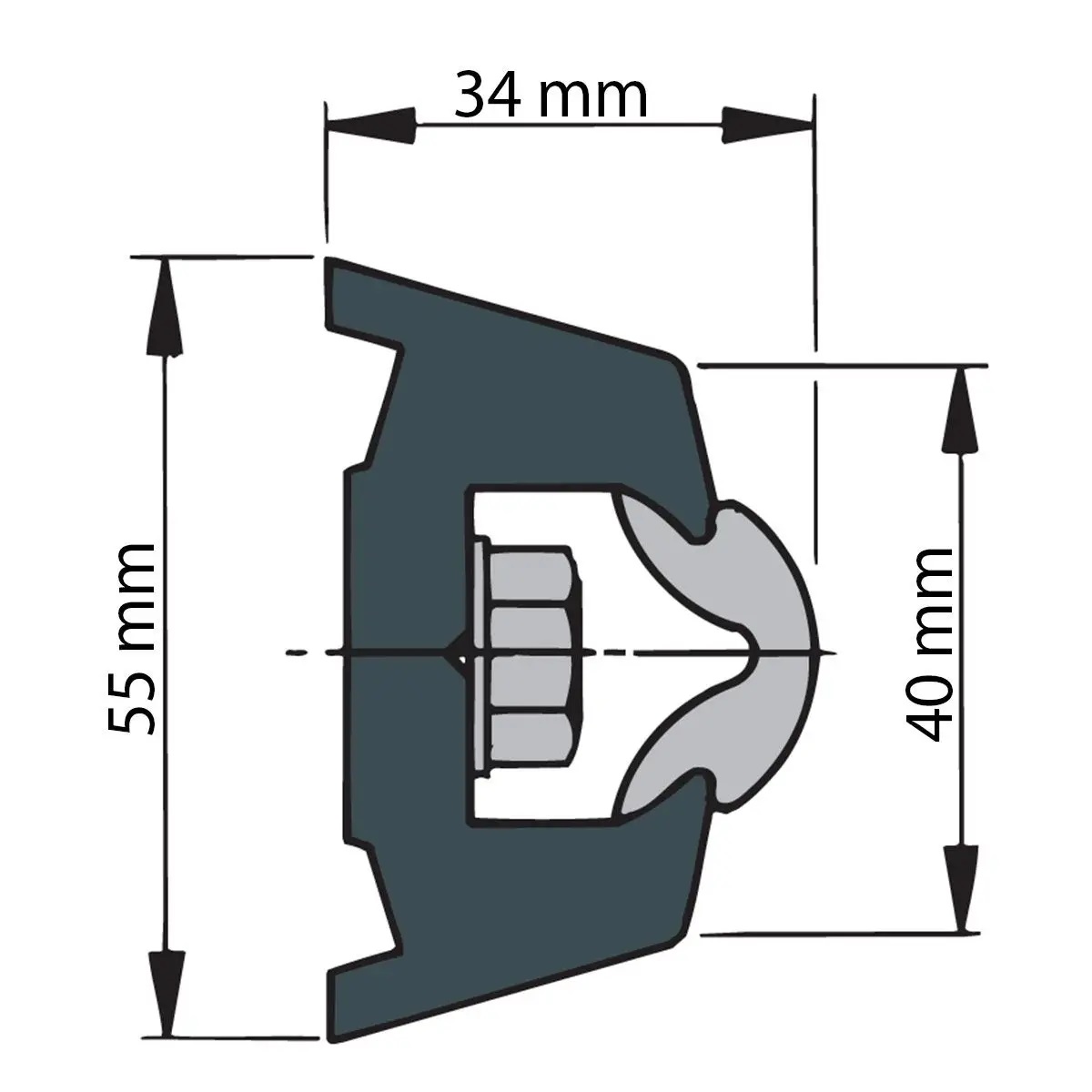 Vetus Trap Basis Scheuerleiste 55 x 34 mm, Dunkelgrau (20 Meter)