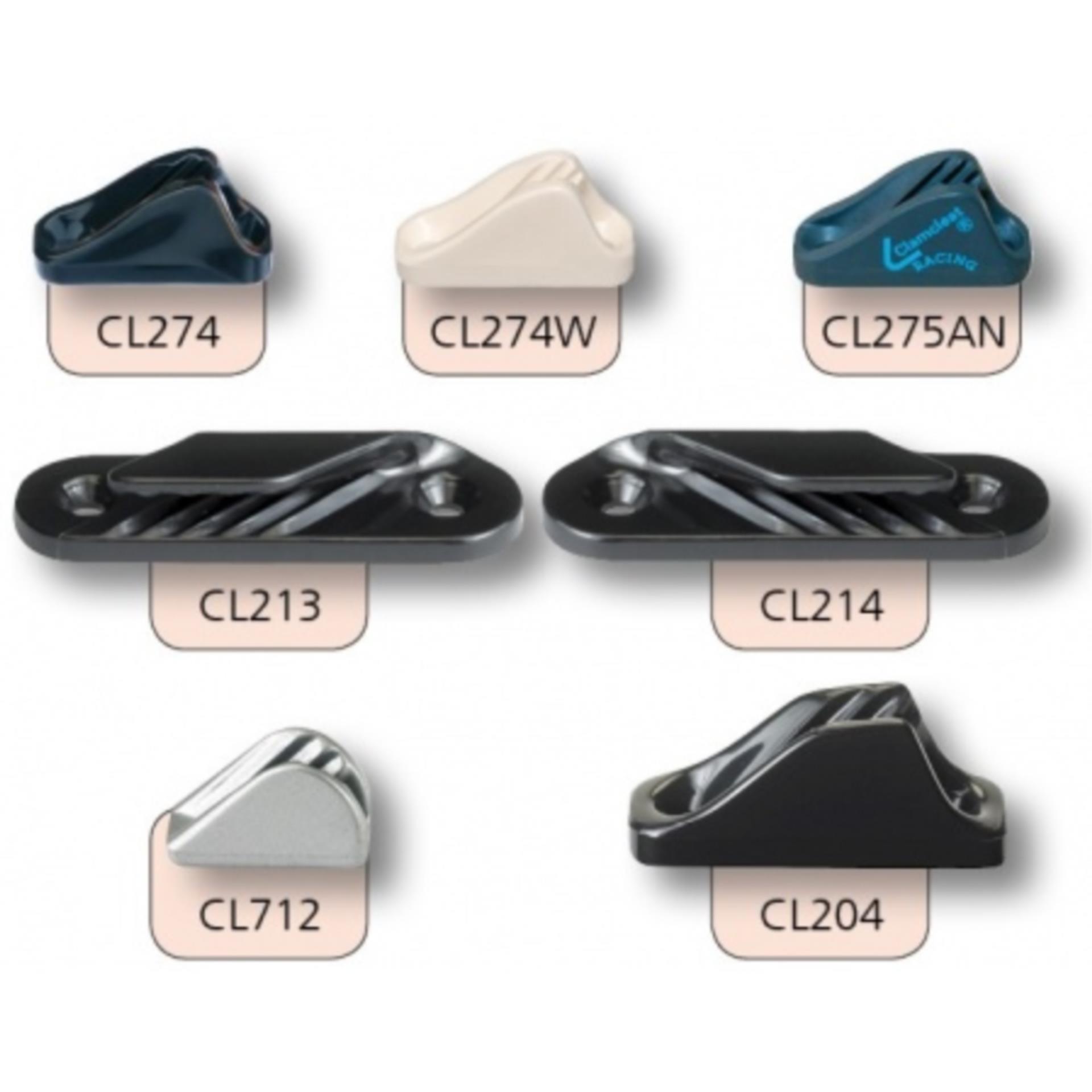 Clamcleat CL222R Mini Klemme für Tau 3-6mm Silber,48x36x15 