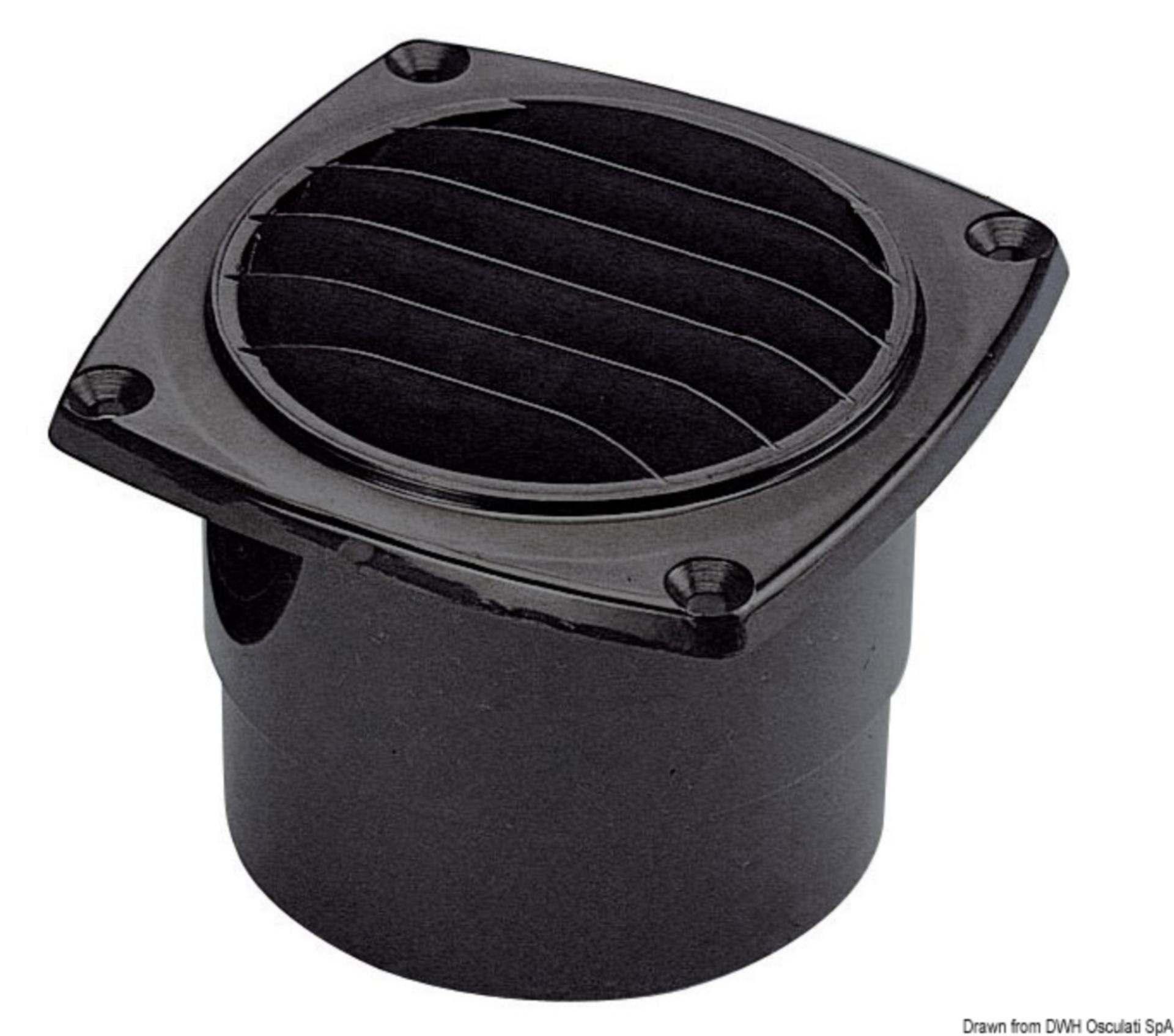 ABS Lüftungsgitter 92 x 92 mm gerade, schwarz 76 mmØ