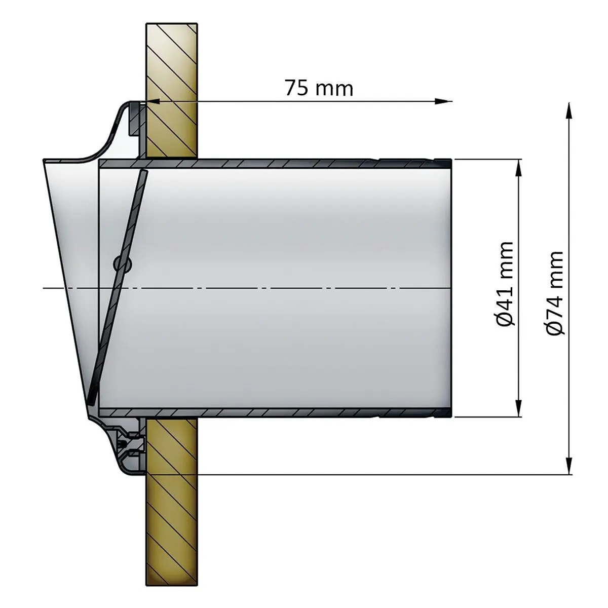 Vetus Auspuff Durchführung Edelstahl, 40 mmØ Vetus Auspuff Durchführung Edelstahl, 40 mmØ