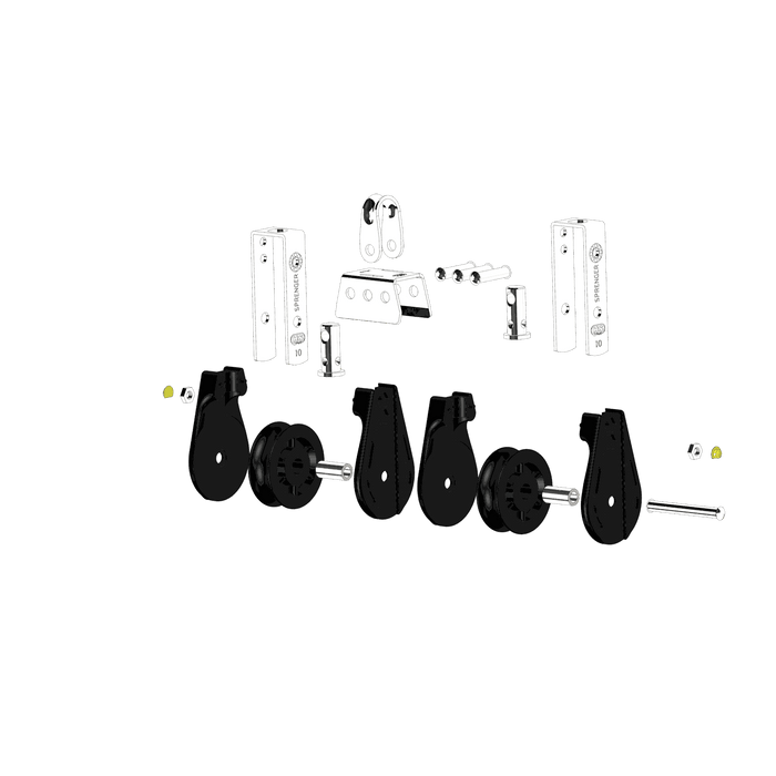 Sprenger S-Block Gleitlager, 2 Rollen mit durchgehenden Bügel, 12 mm