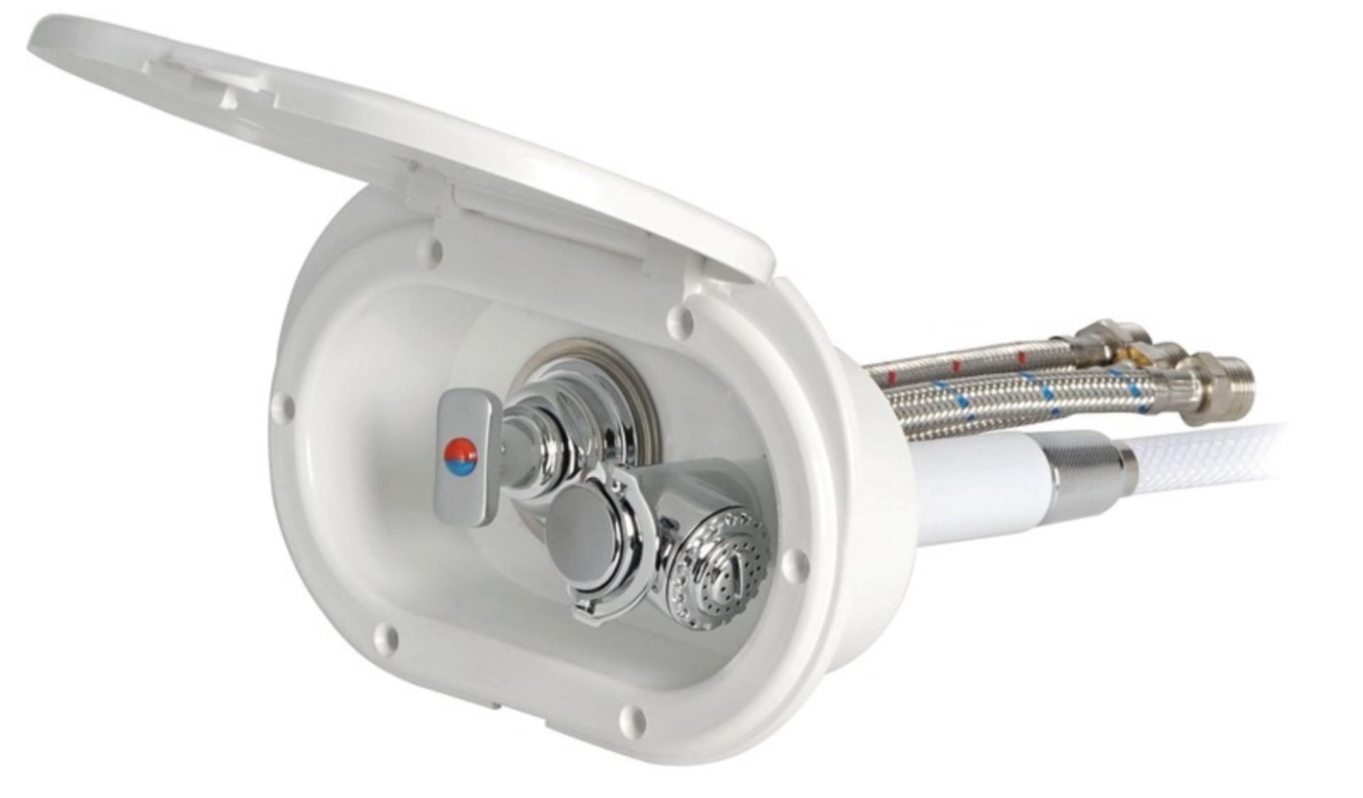 Osculati Cockpitdusche Weiss mit Einbaukasten und Mischer