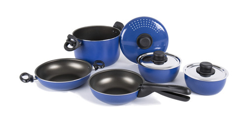 Gimex Kochgeschirr Alu, 9-teilig blau / schwarz