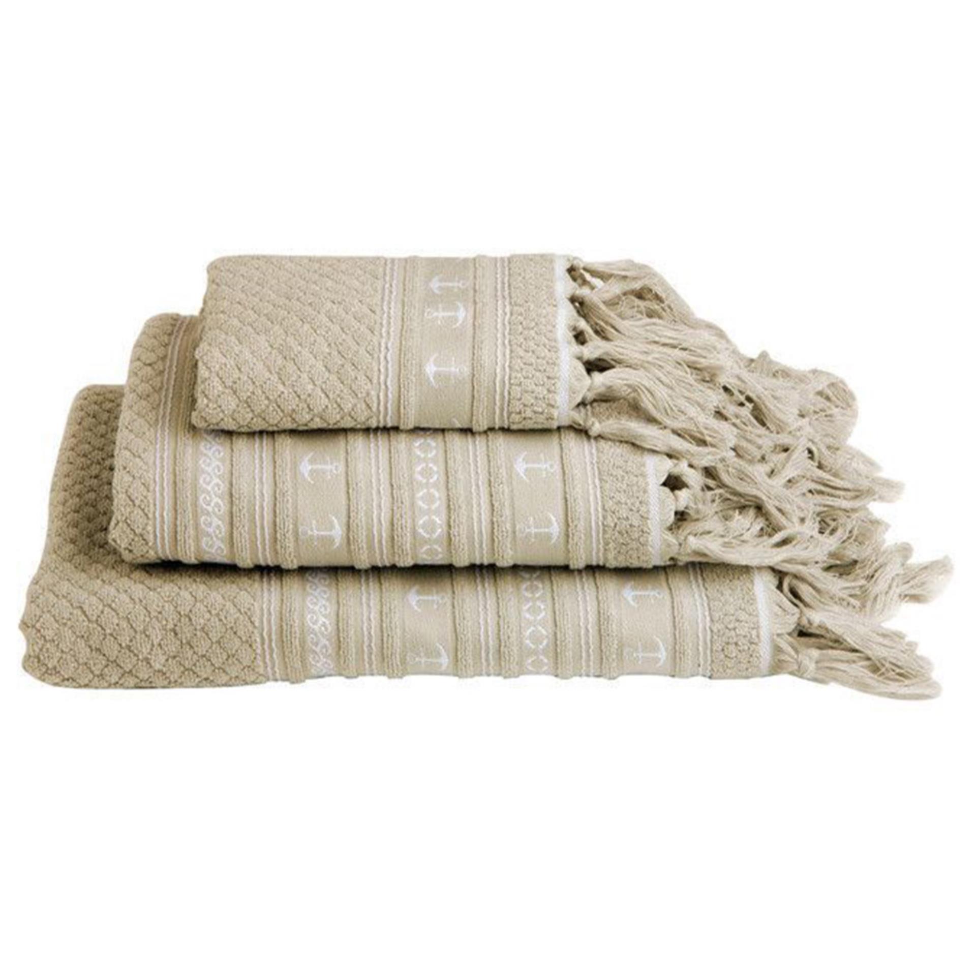 Marine Buisness Santorini Handtuch set Anchors Beige