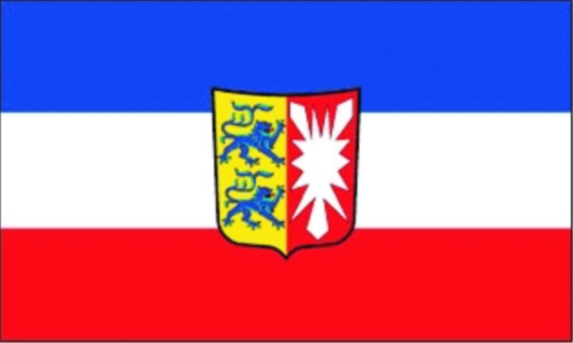 LANDESFLAGGE SCHLESWIG-HOLSTEIN MIT WAPPEN